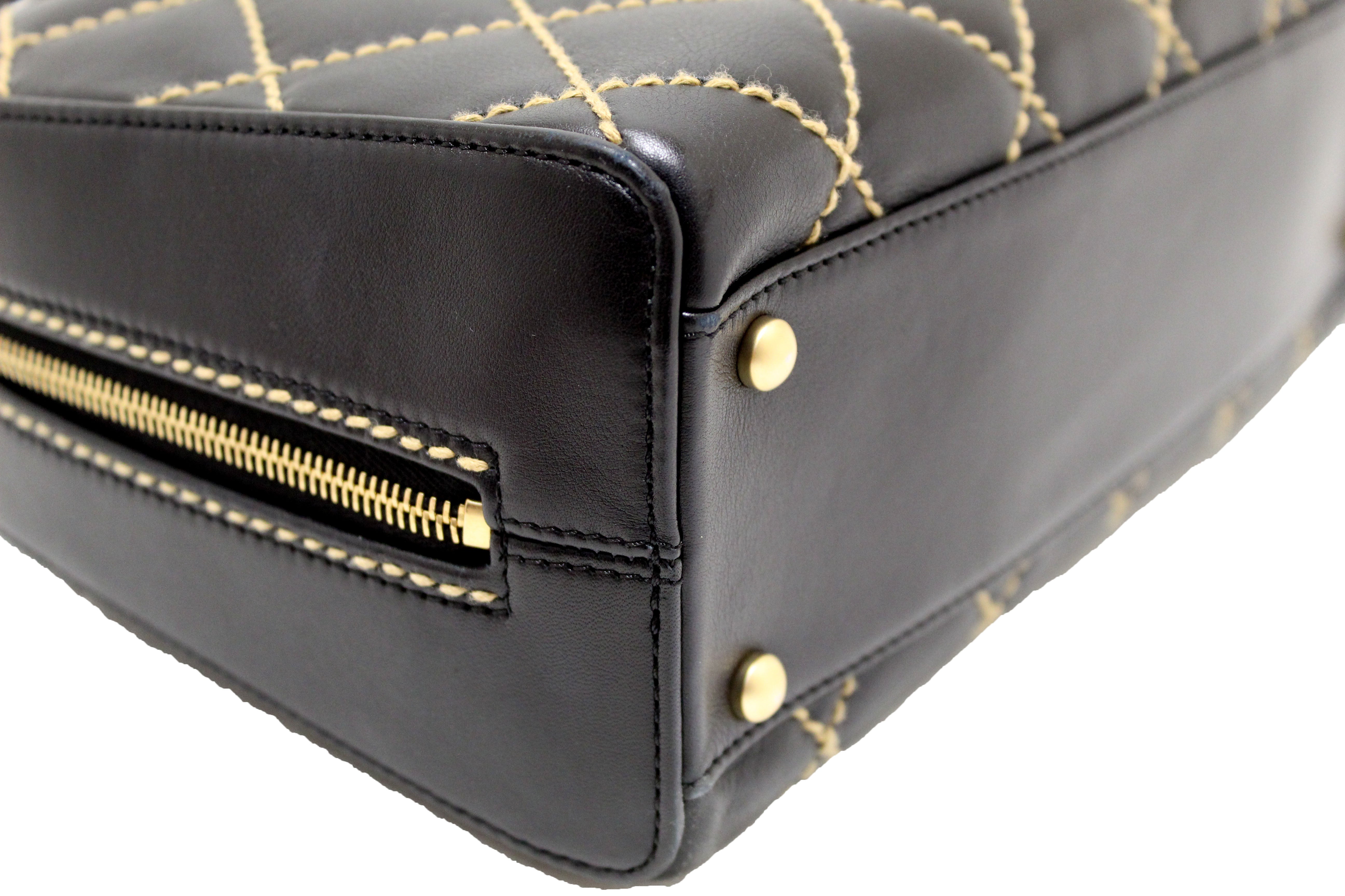 CHANEL CC Wild Stitch Vintage Calfskin Leather Tote Bag Black