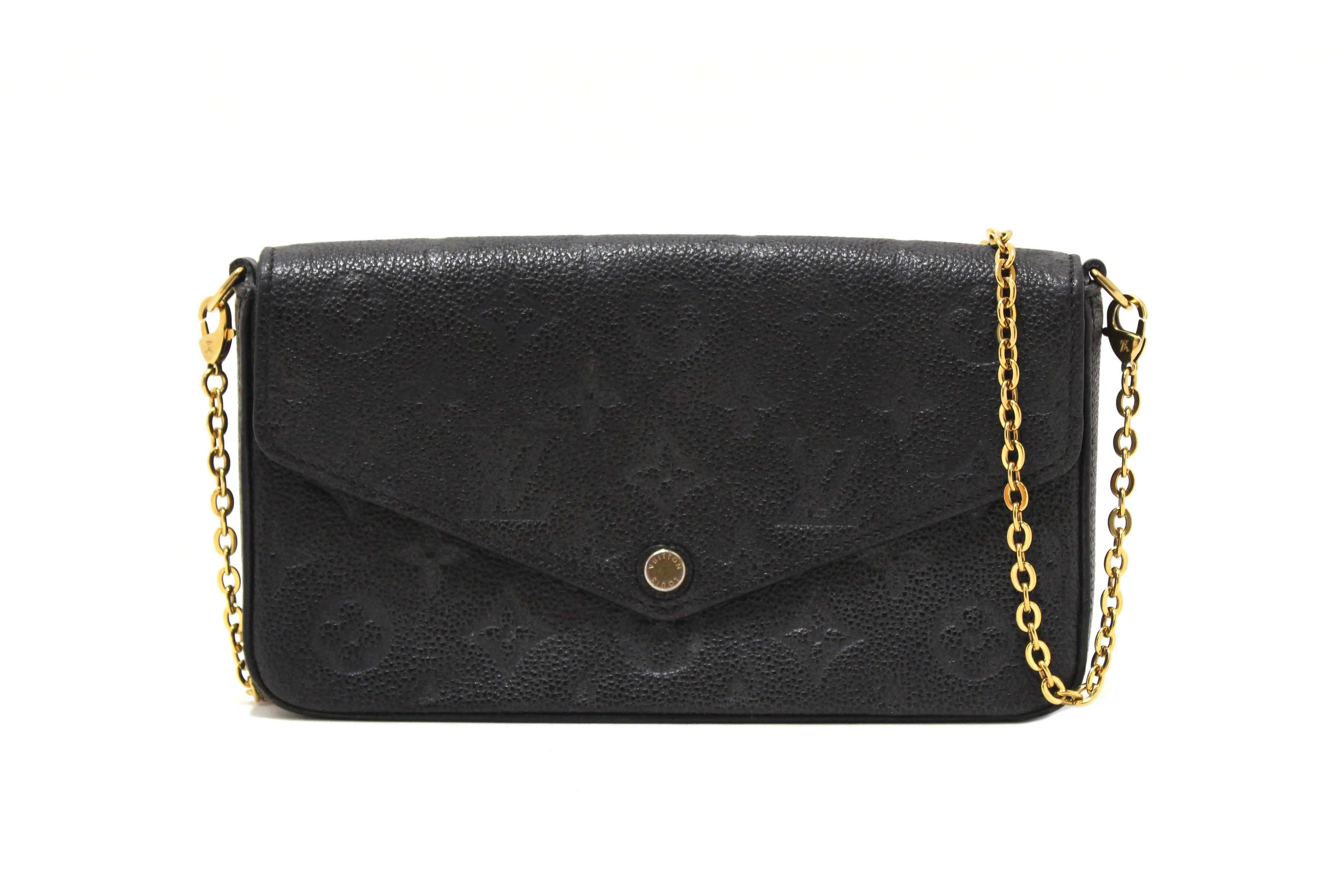 Authentic Louis Vuitton Black Monogram Empreinte Felicie Pochette Bag