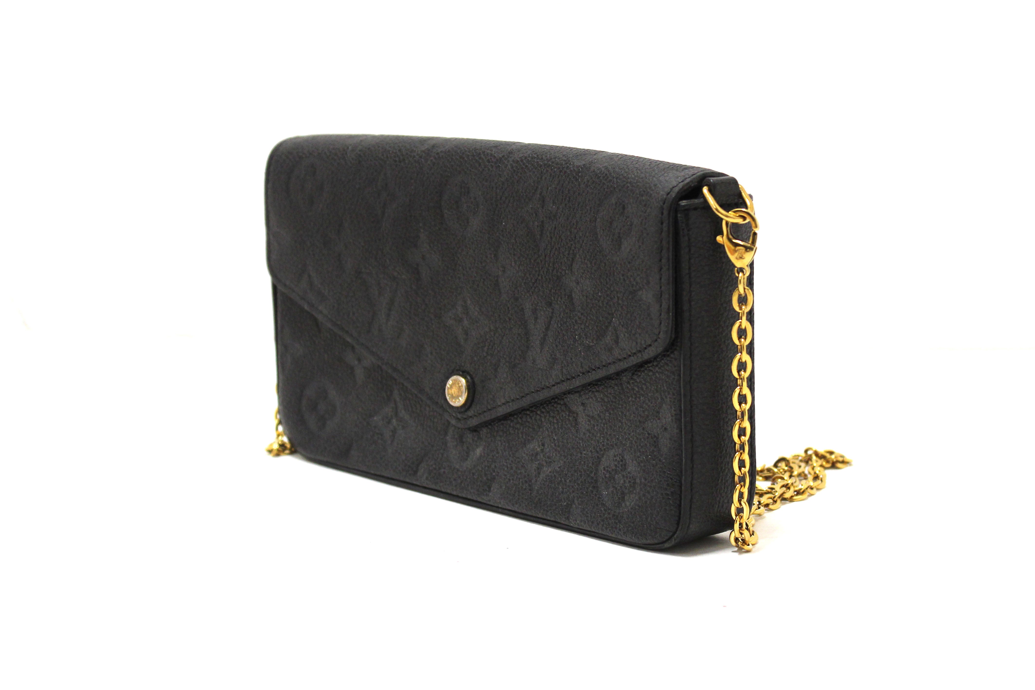 Authentic Louis Vuitton Black Monogram Empreinte Felicie Pochette Bag
