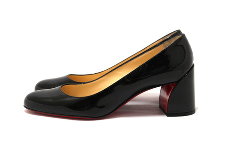 Authentic Christian Louboutin Black Patent Miss Sab 55 Pumps Size 38.5