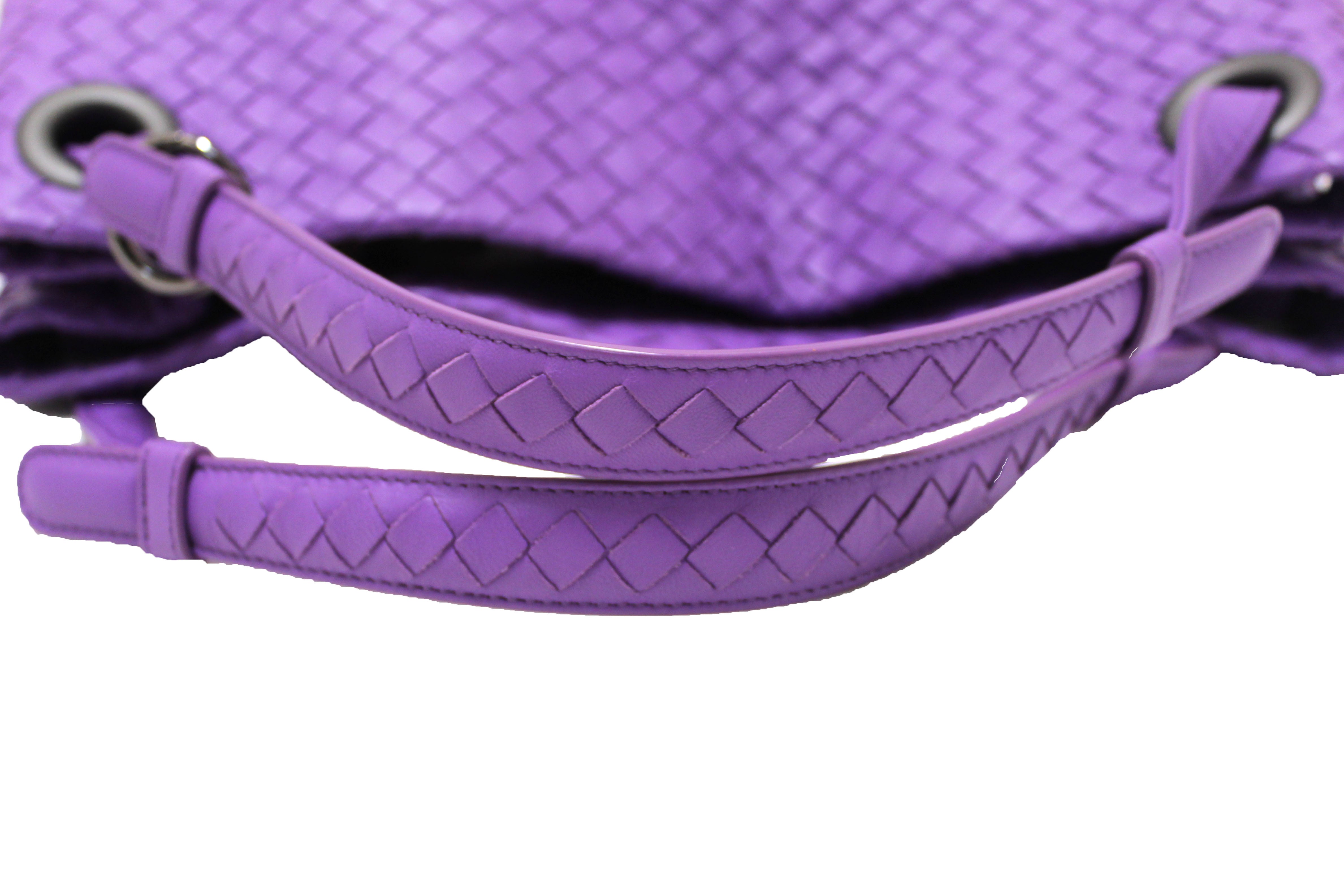 Bottega Veneta Intrecciato Leather Wallet on Strap Purple