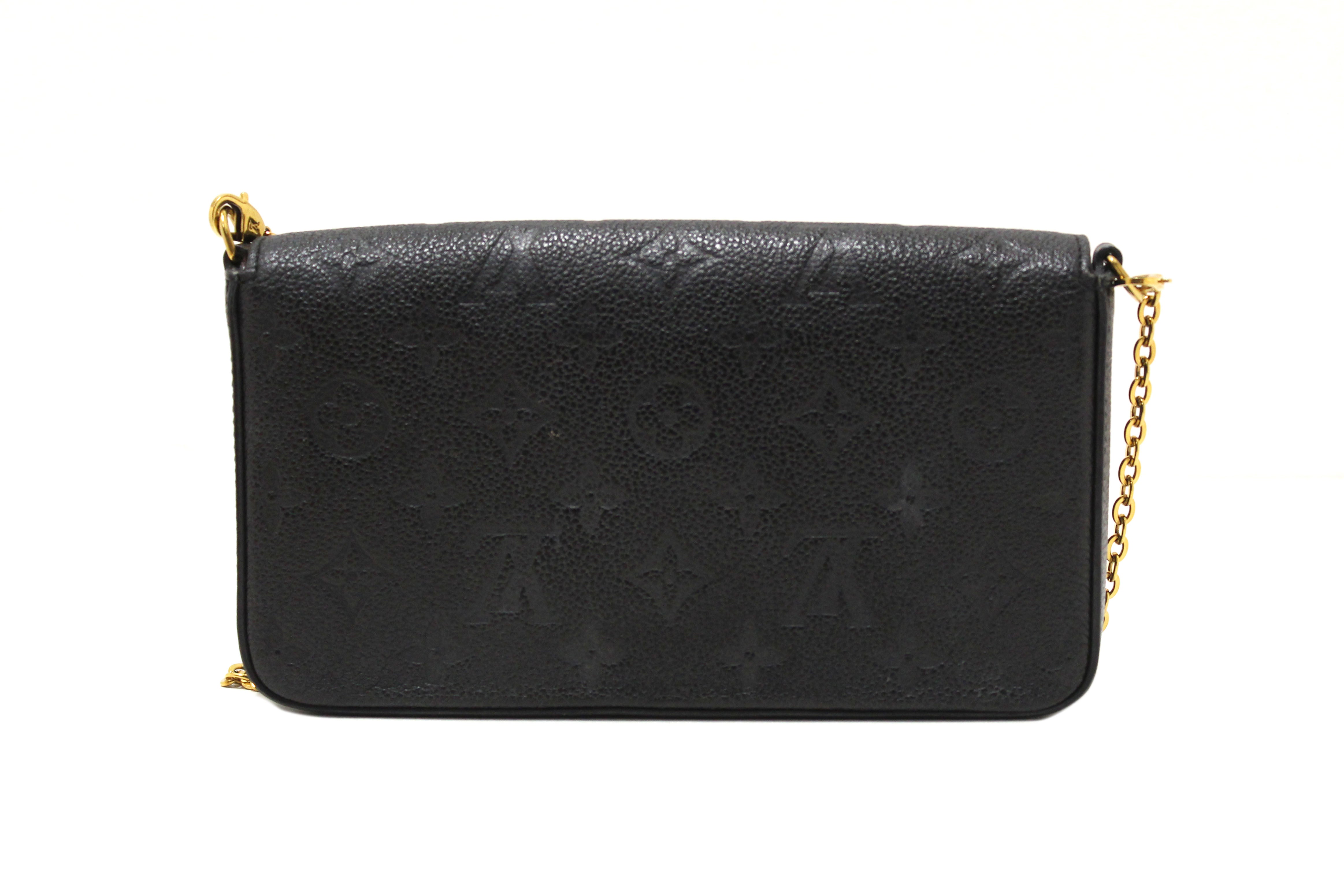 Authentic Louis Vuitton Black Monogram Empreinte Felicie Pochette Bag