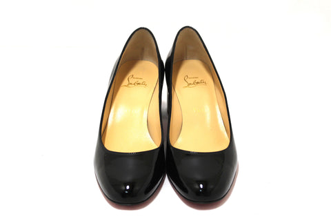 Authentic Christian Louboutin Black Patent Miss Sab 55 Pumps Size 38.5