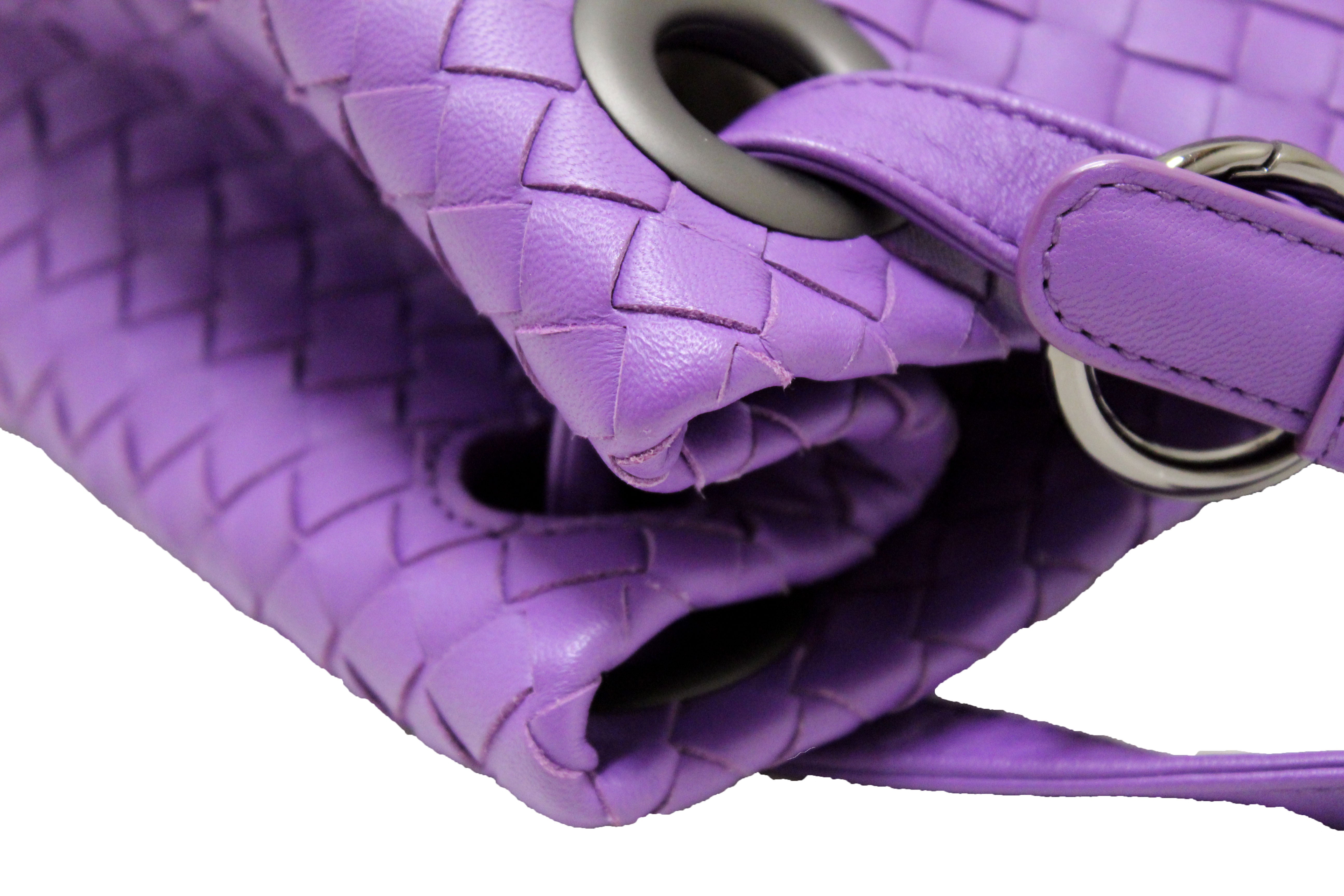 Bottega Veneta Purple/Black Woven Nappa Intrecciato Leather Chain Tote Bag
