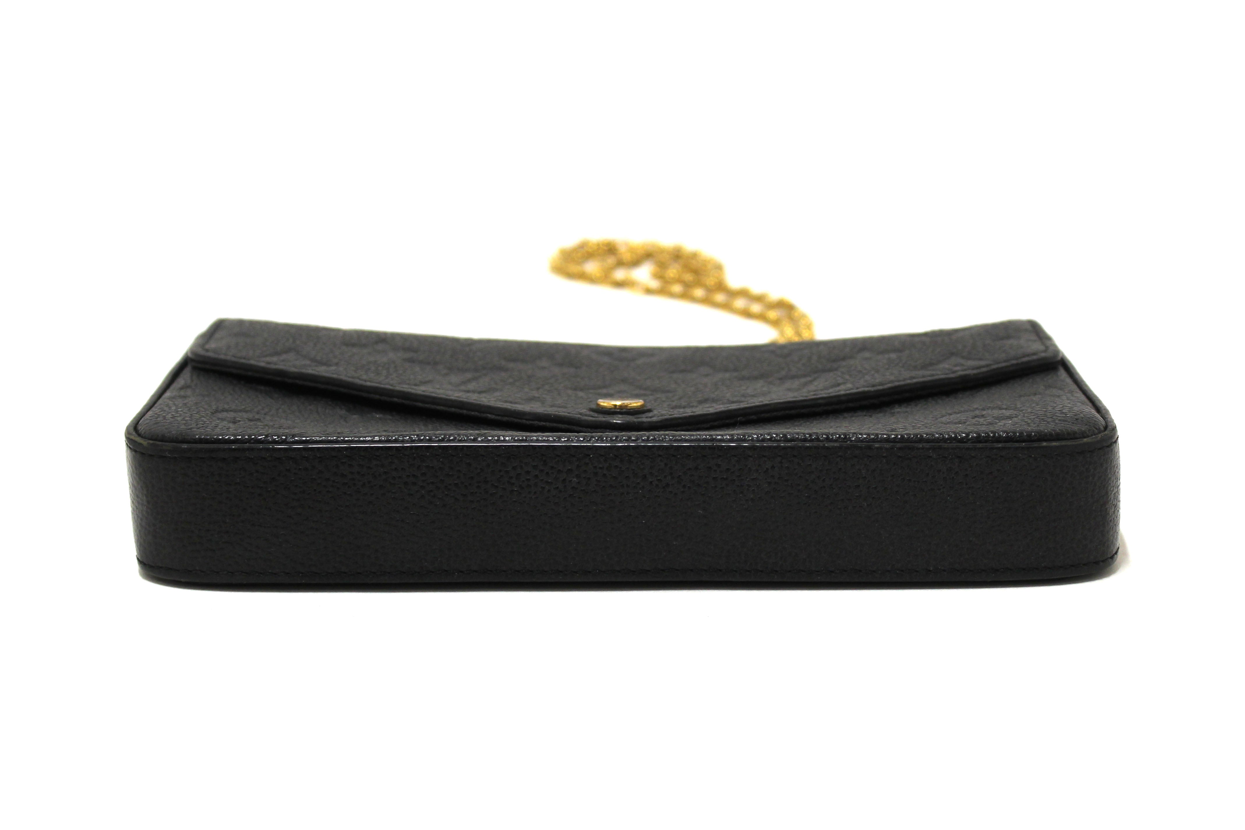 Authentic Louis Vuitton Black Monogram Empreinte Felicie Pochette Bag