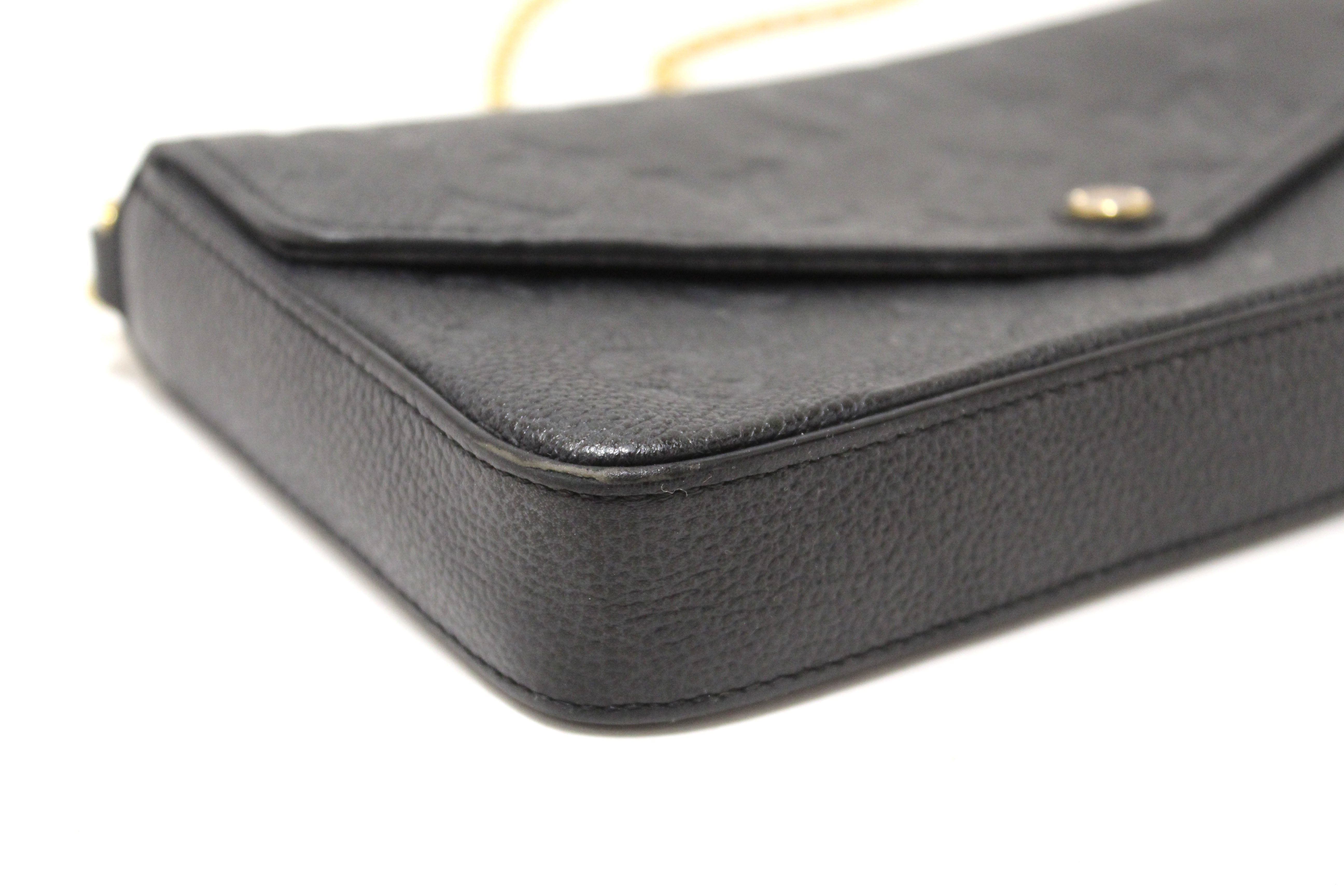 Authentic Louis Vuitton Black Monogram Empreinte Felicie Pochette Bag