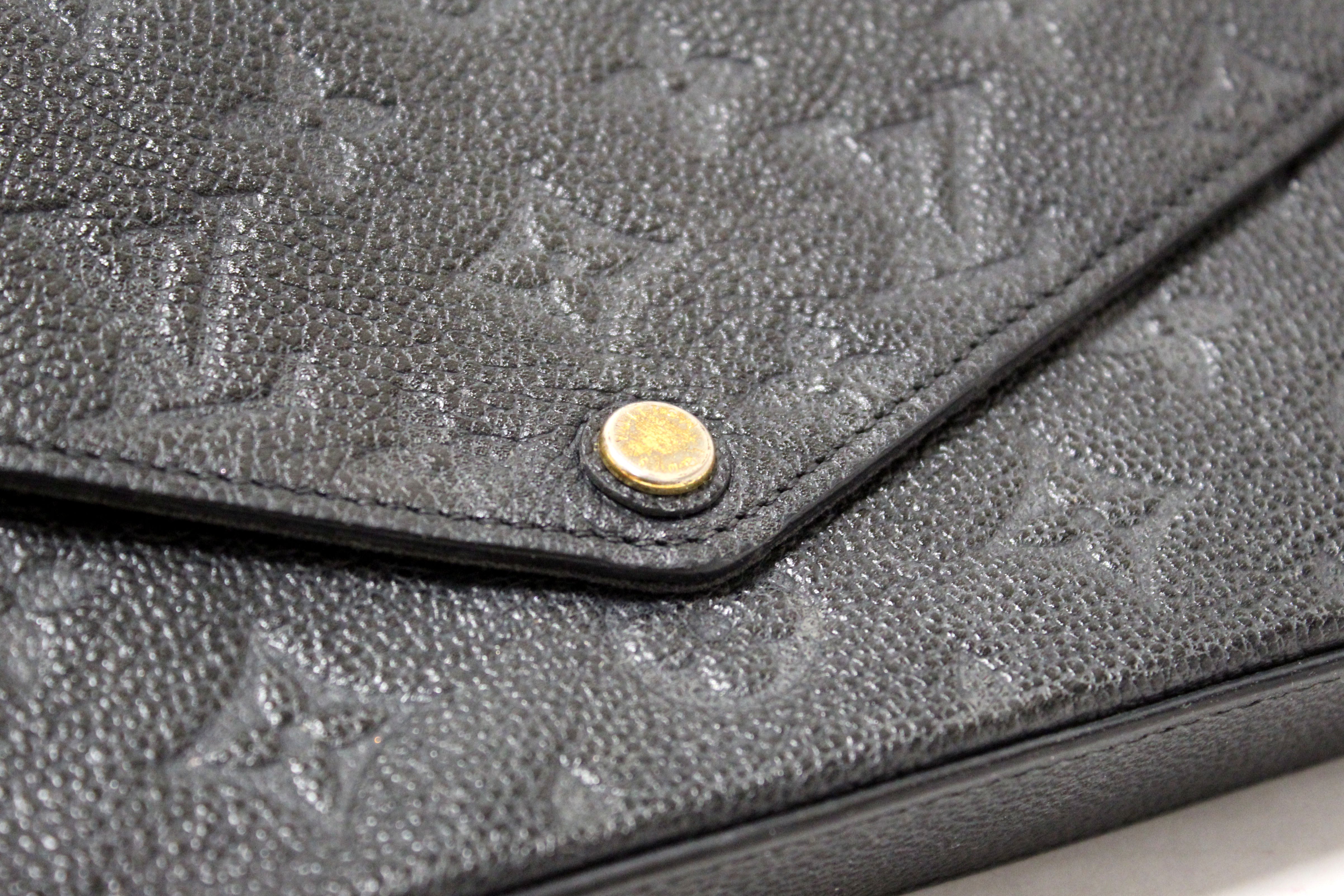 Authentic Louis Vuitton Black Monogram Empreinte Felicie Pochette Bag