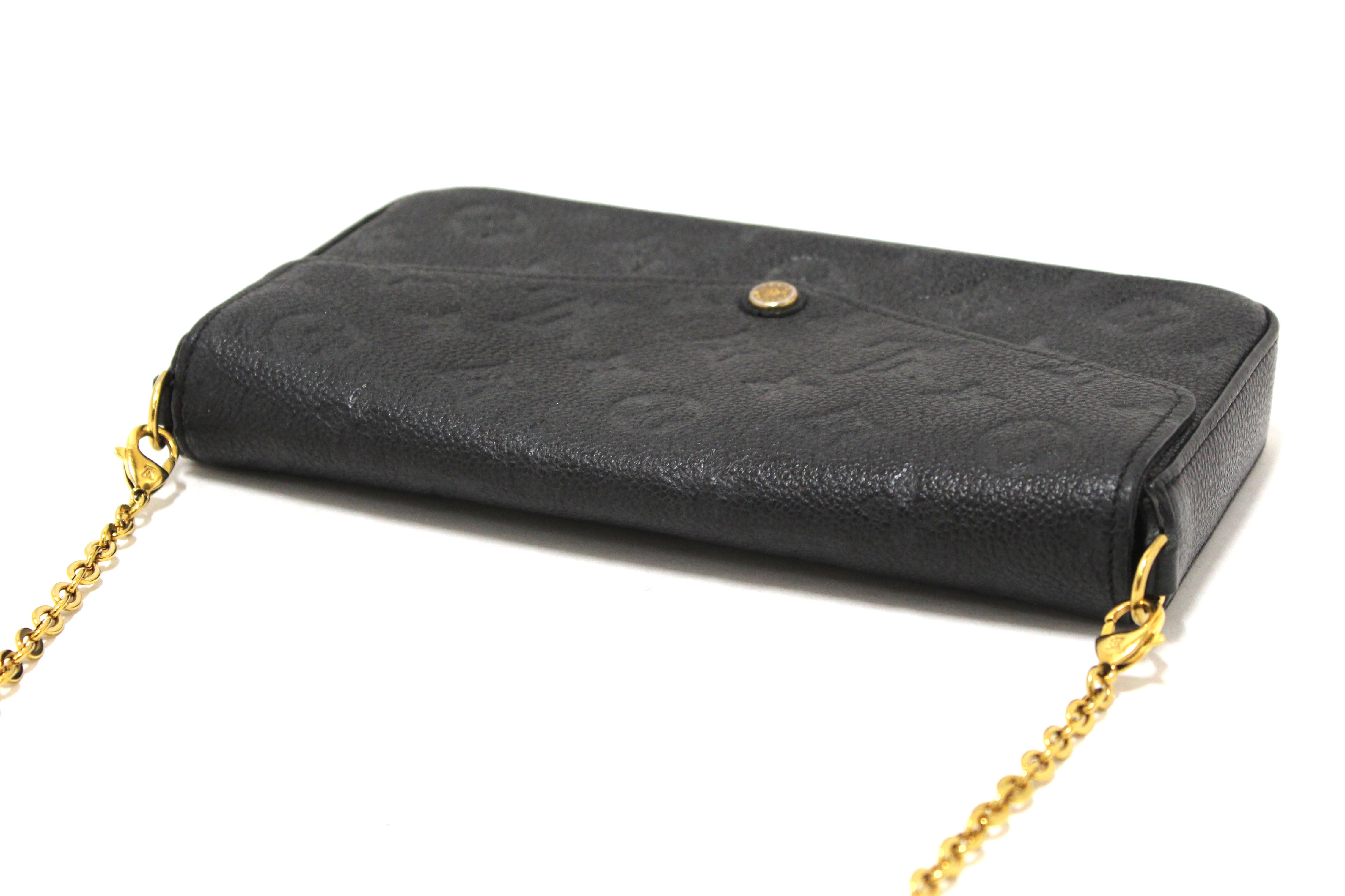 Authentic Louis Vuitton Black Monogram Empreinte Felicie Pochette Bag