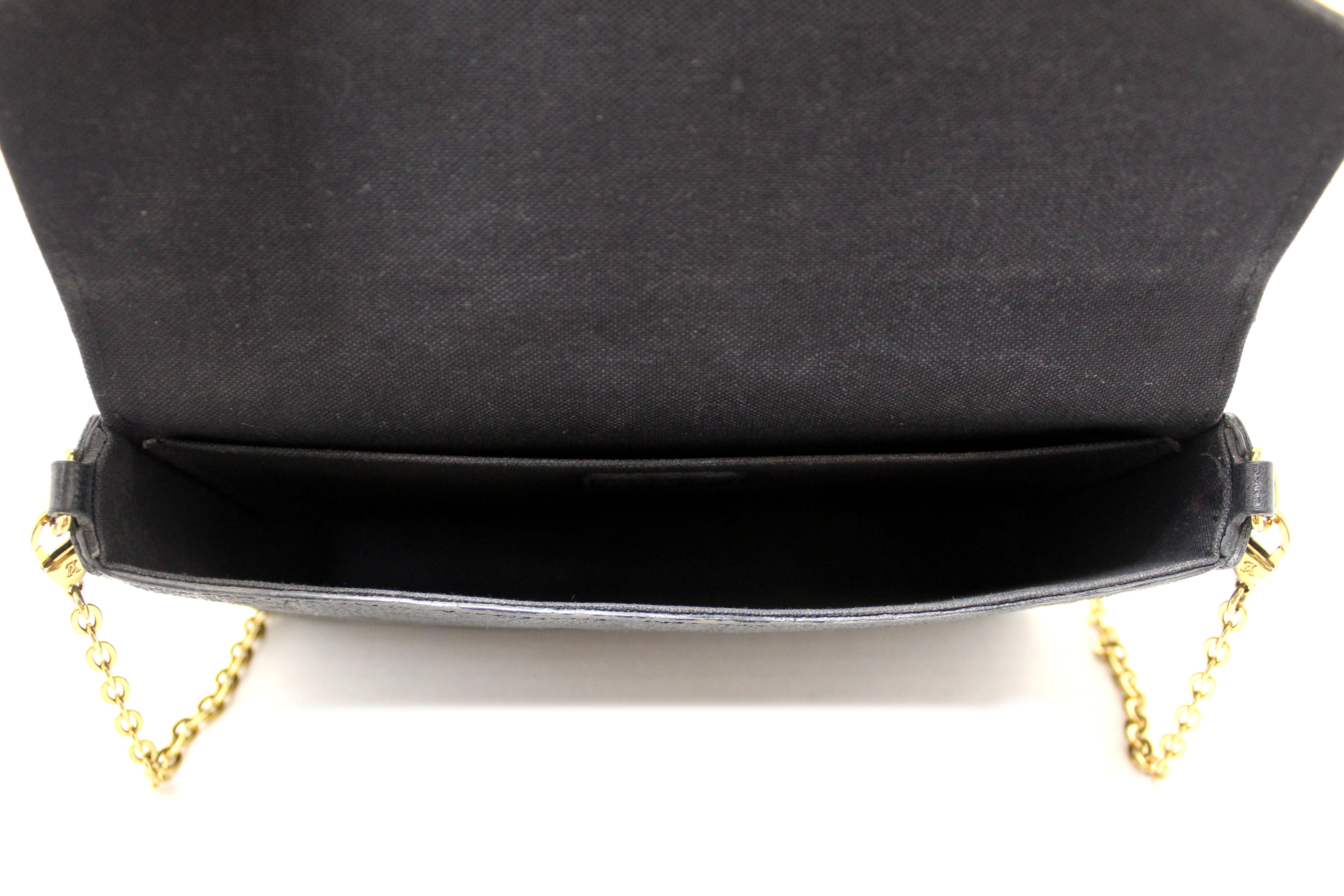 Authentic Louis Vuitton Black Monogram Empreinte Felicie Pochette Bag