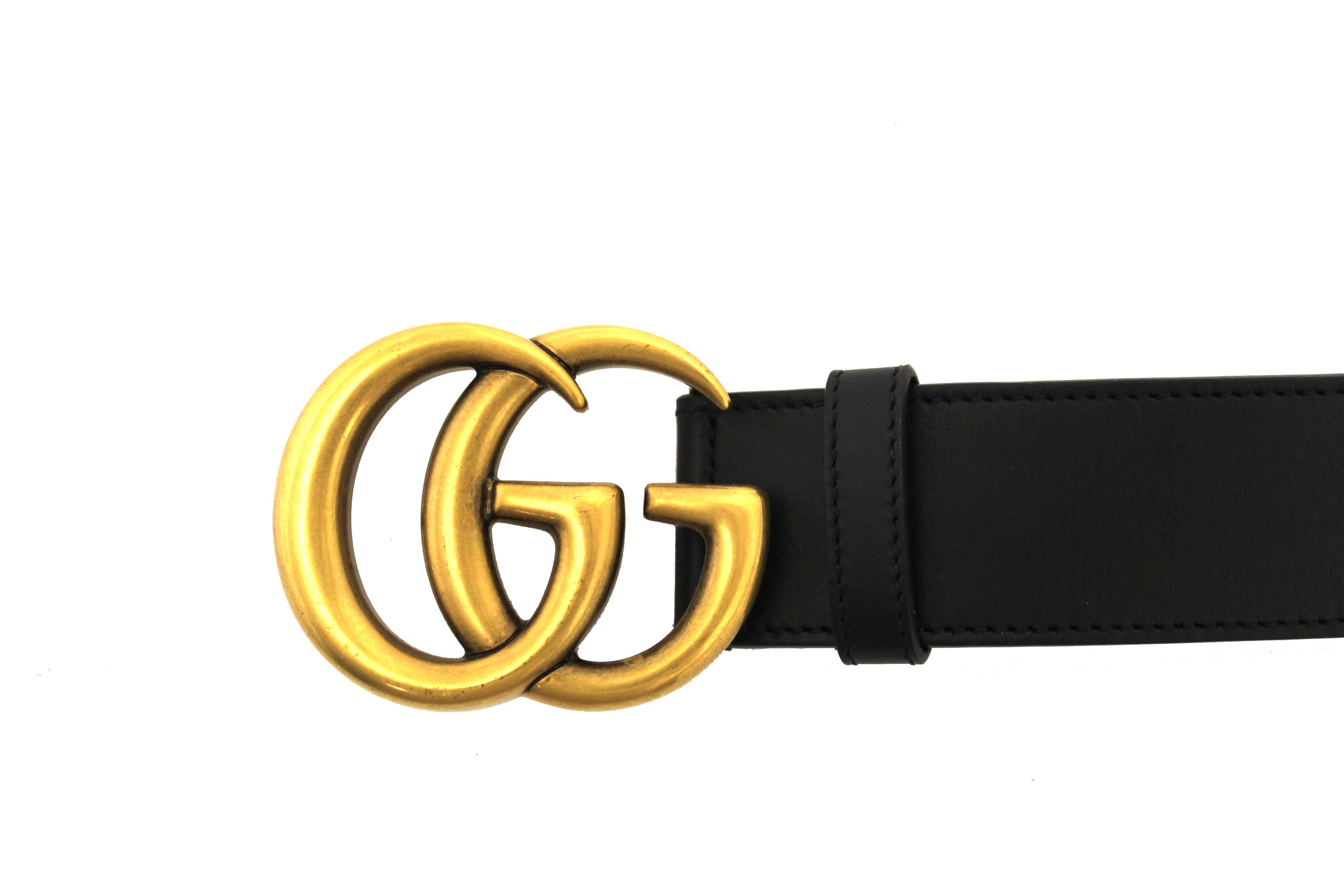Authentic Gucci Black Leather GG Marmont with Maxi GG Belt Size 80