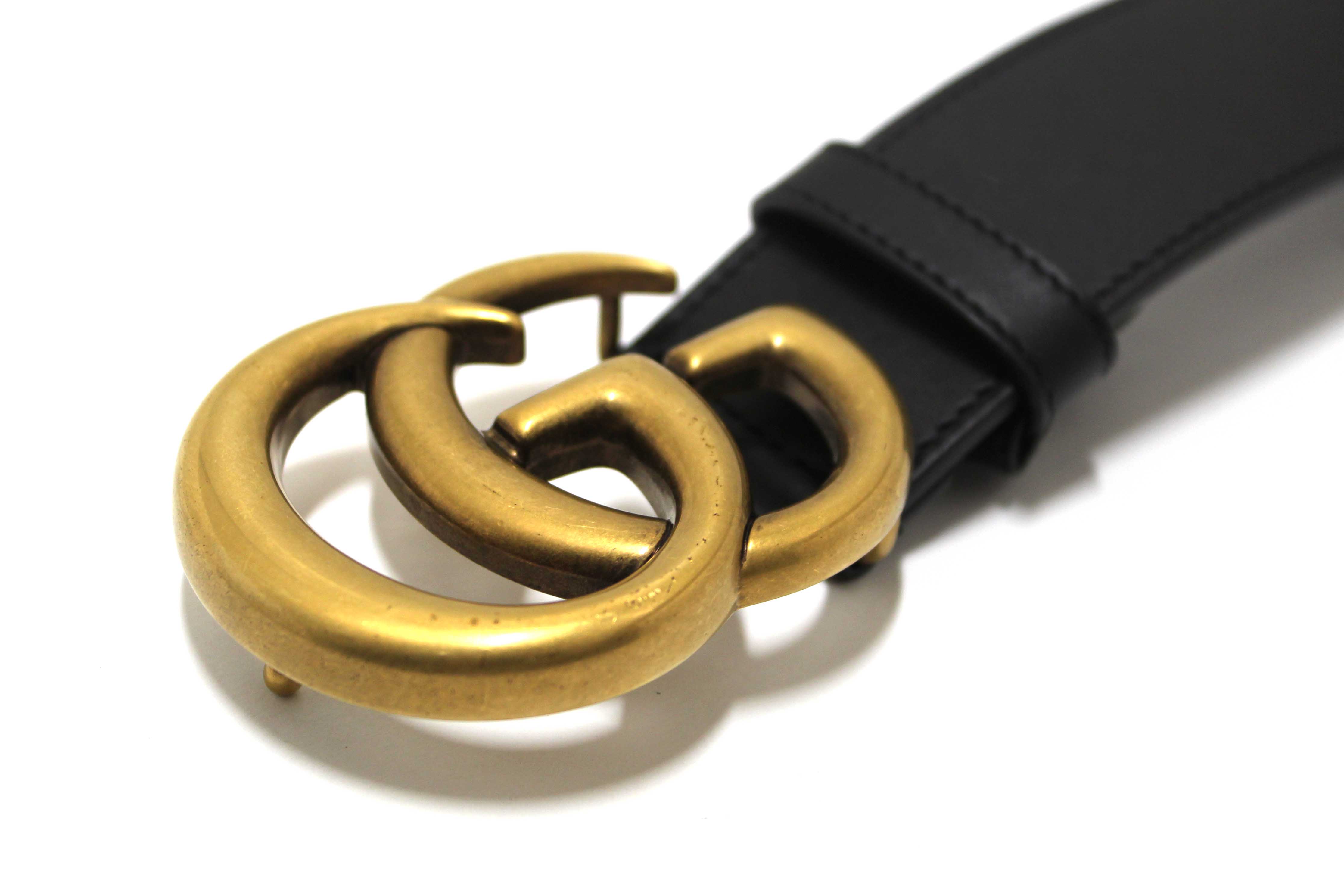 Authentic Gucci Black Leather GG Marmont with Maxi GG Belt Size 80