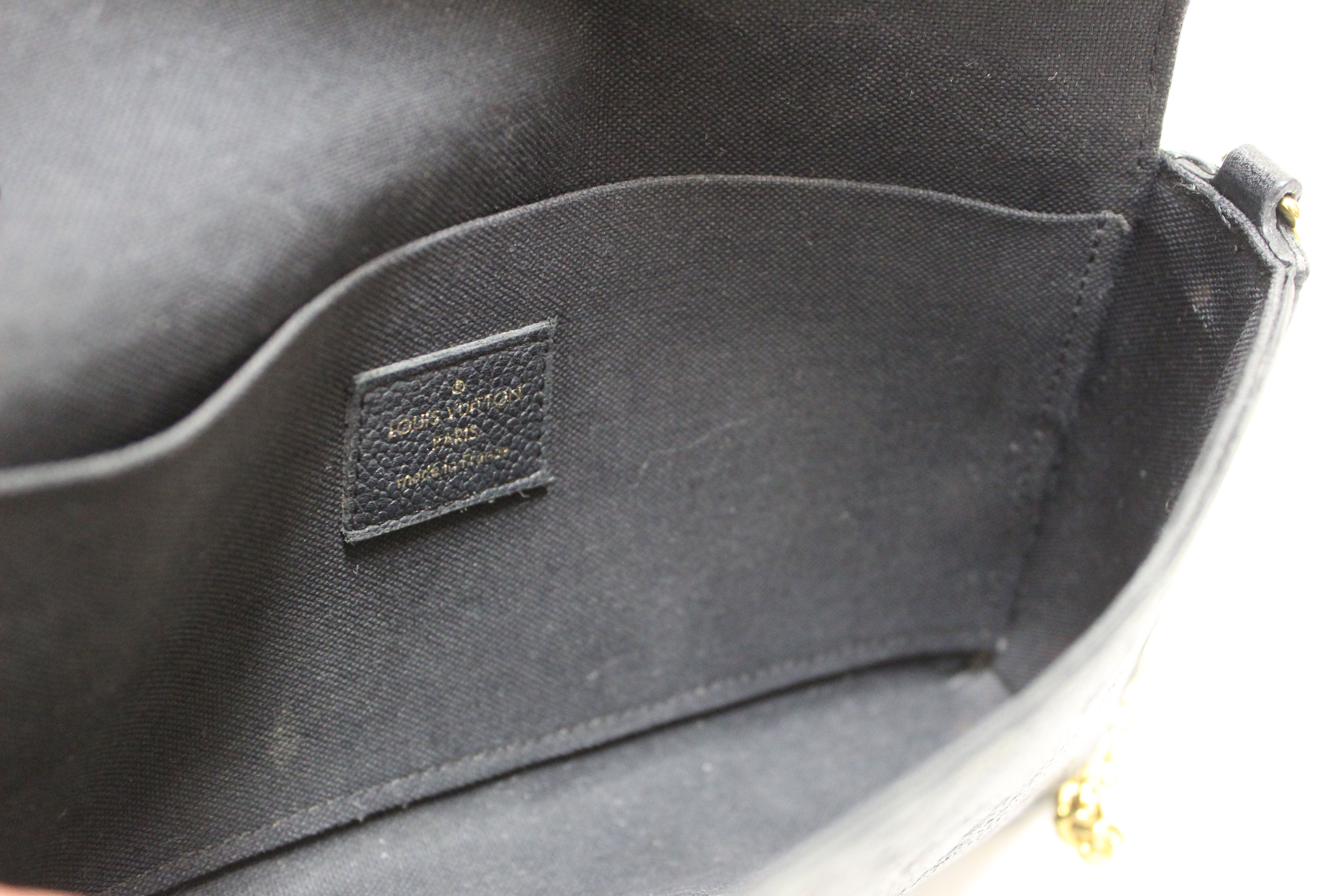 Authentic Louis Vuitton Black Monogram Empreinte Felicie Pochette Bag