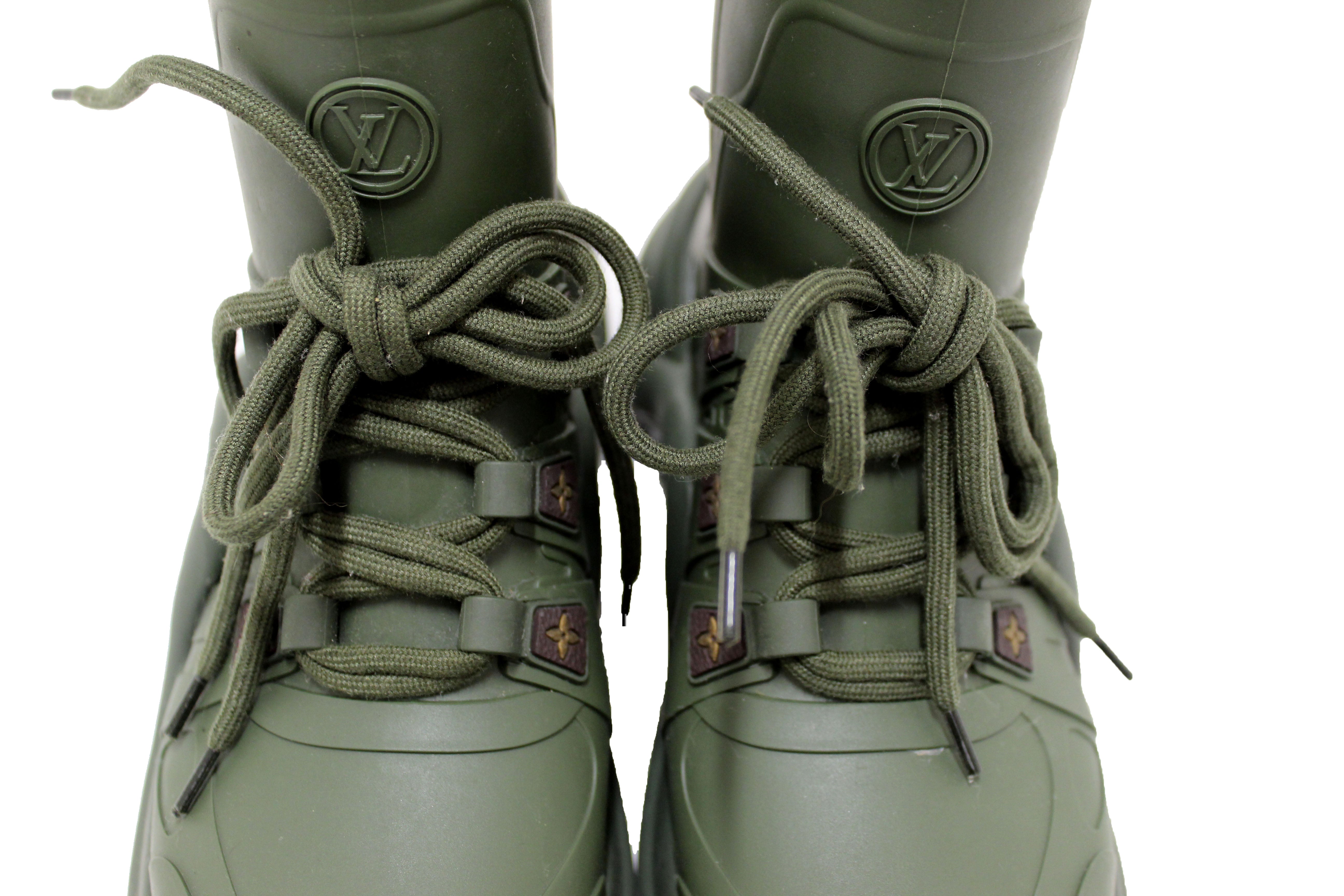 Authentic Louis Vuitton Khaki Green Mat Rubber Archlight Sneaker Boot â Paris Station Shop