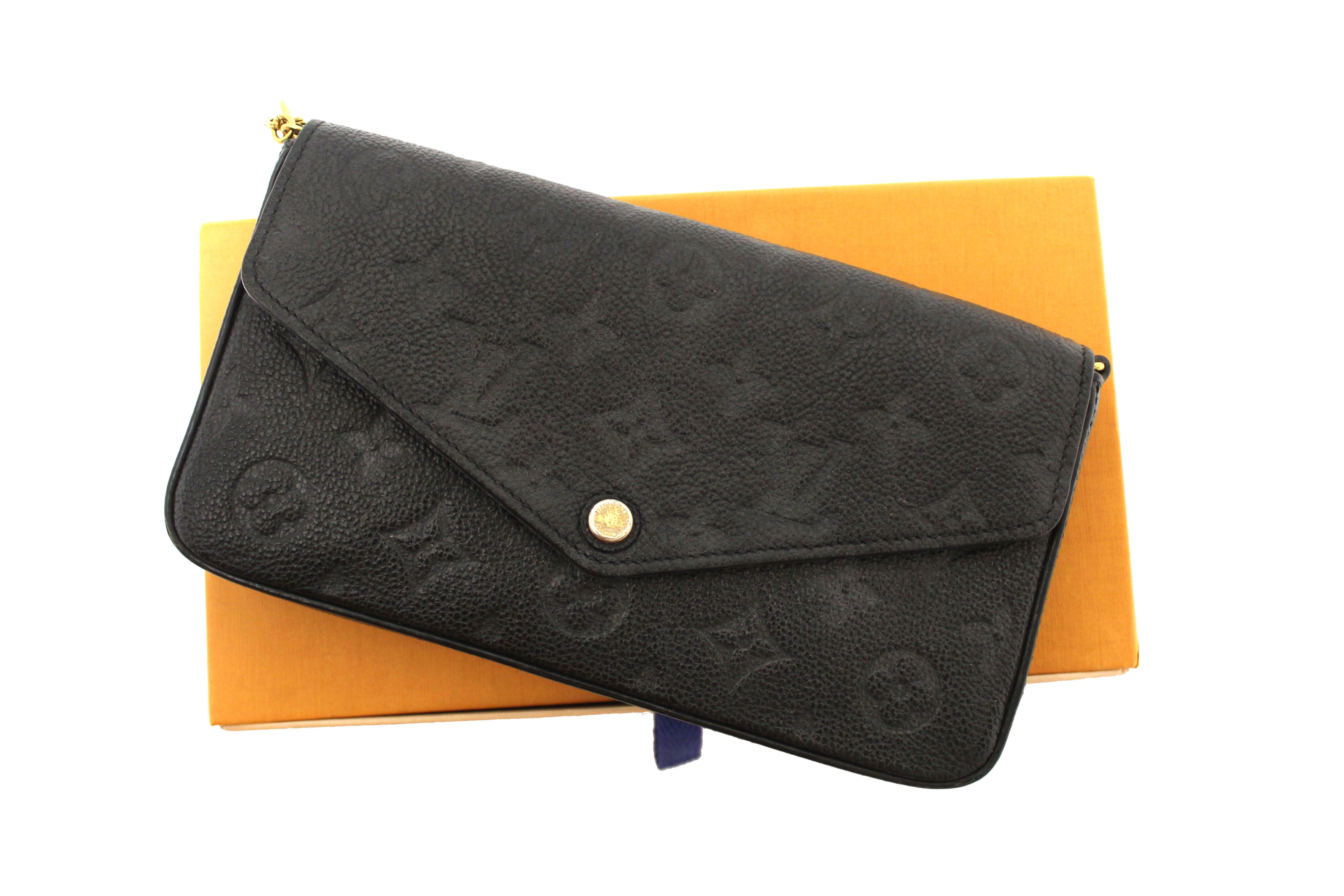 Authentic Louis Vuitton Black Monogram Empreinte Felicie Pochette Bag