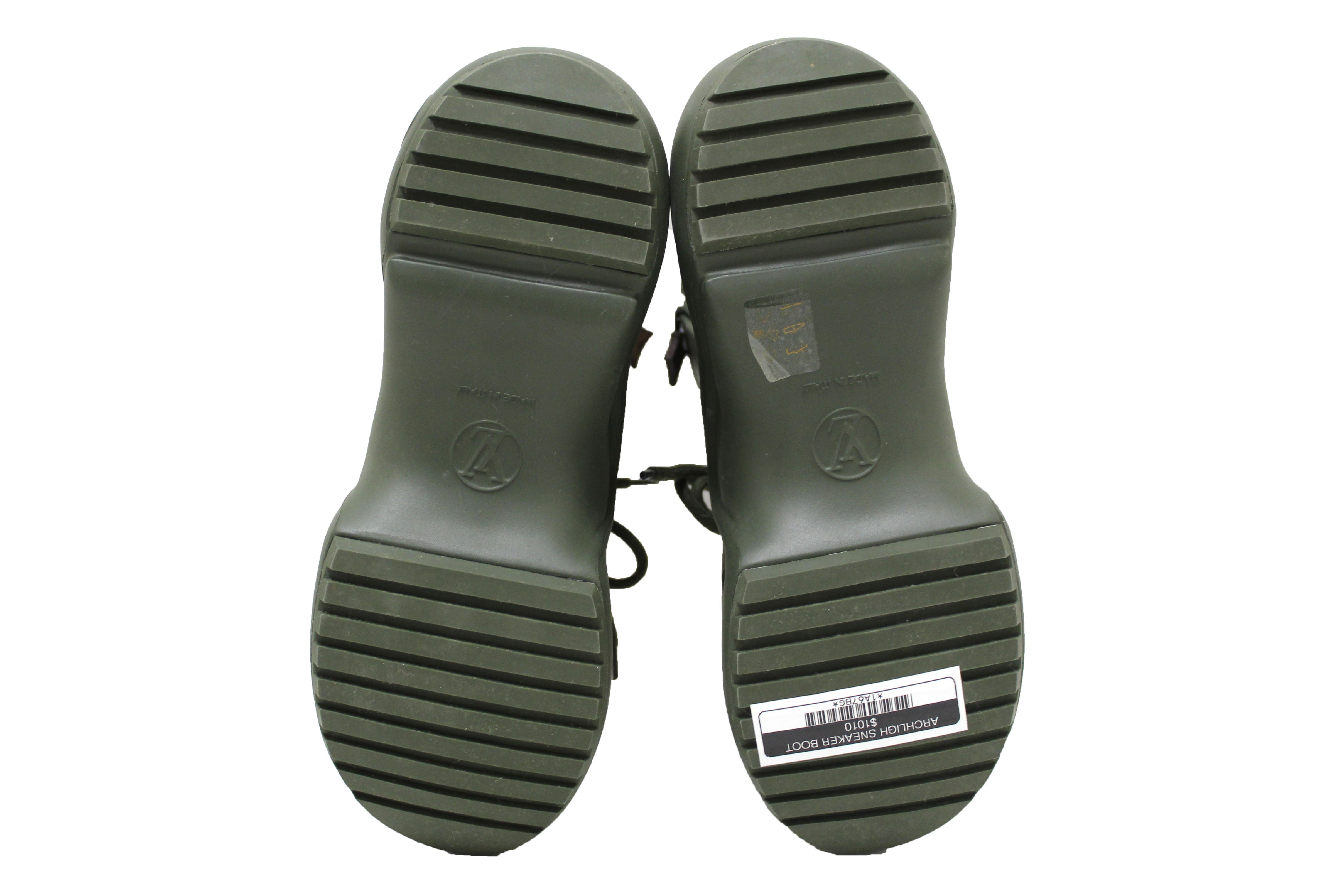 Louis Vuitton Khaki Green Mat Rubber Archlight Sneaker Boot Size