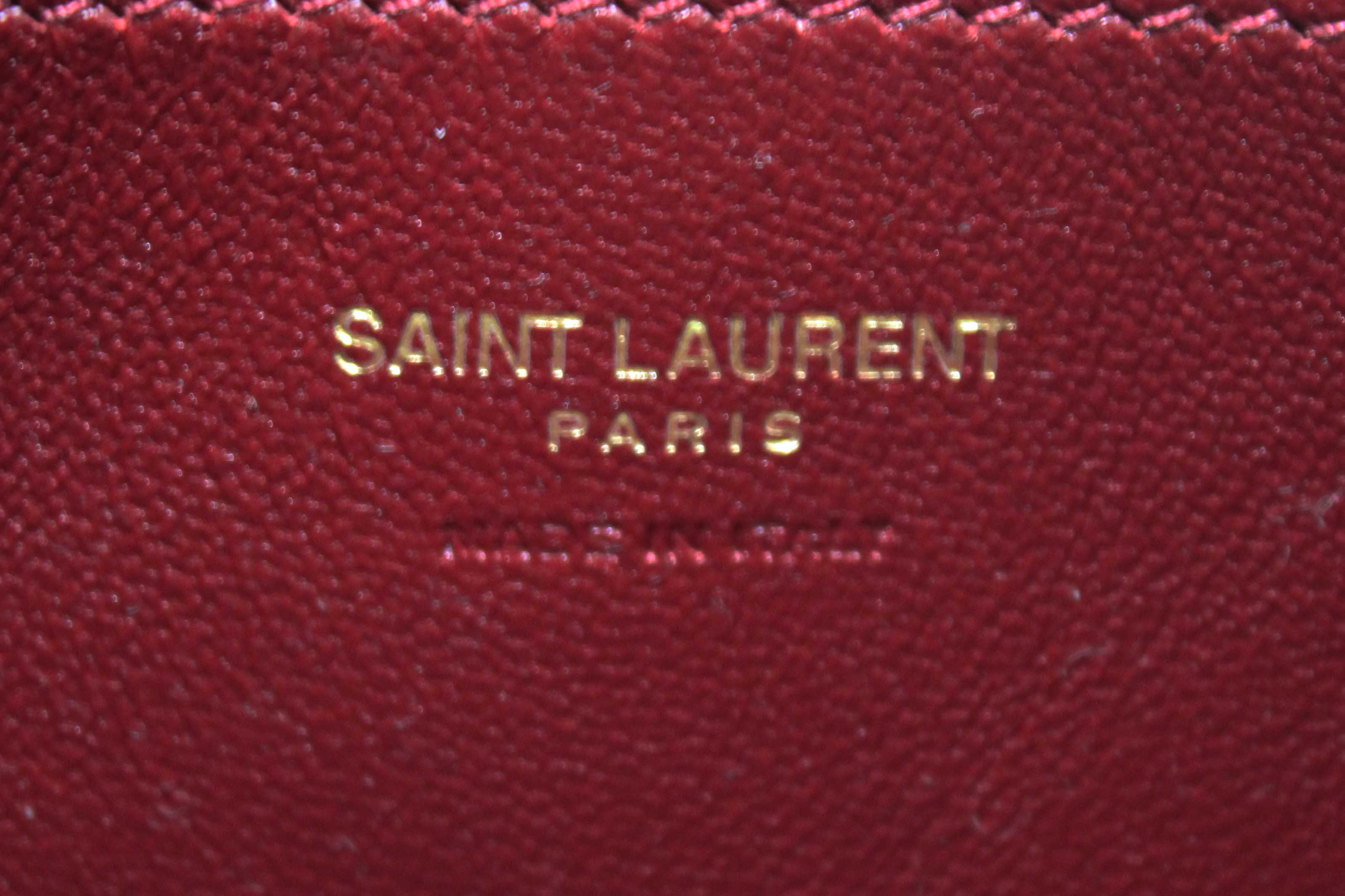 Authentic Yves Saint Laurent Mini LE 5 À 7 Grenade Patent Leather Bag