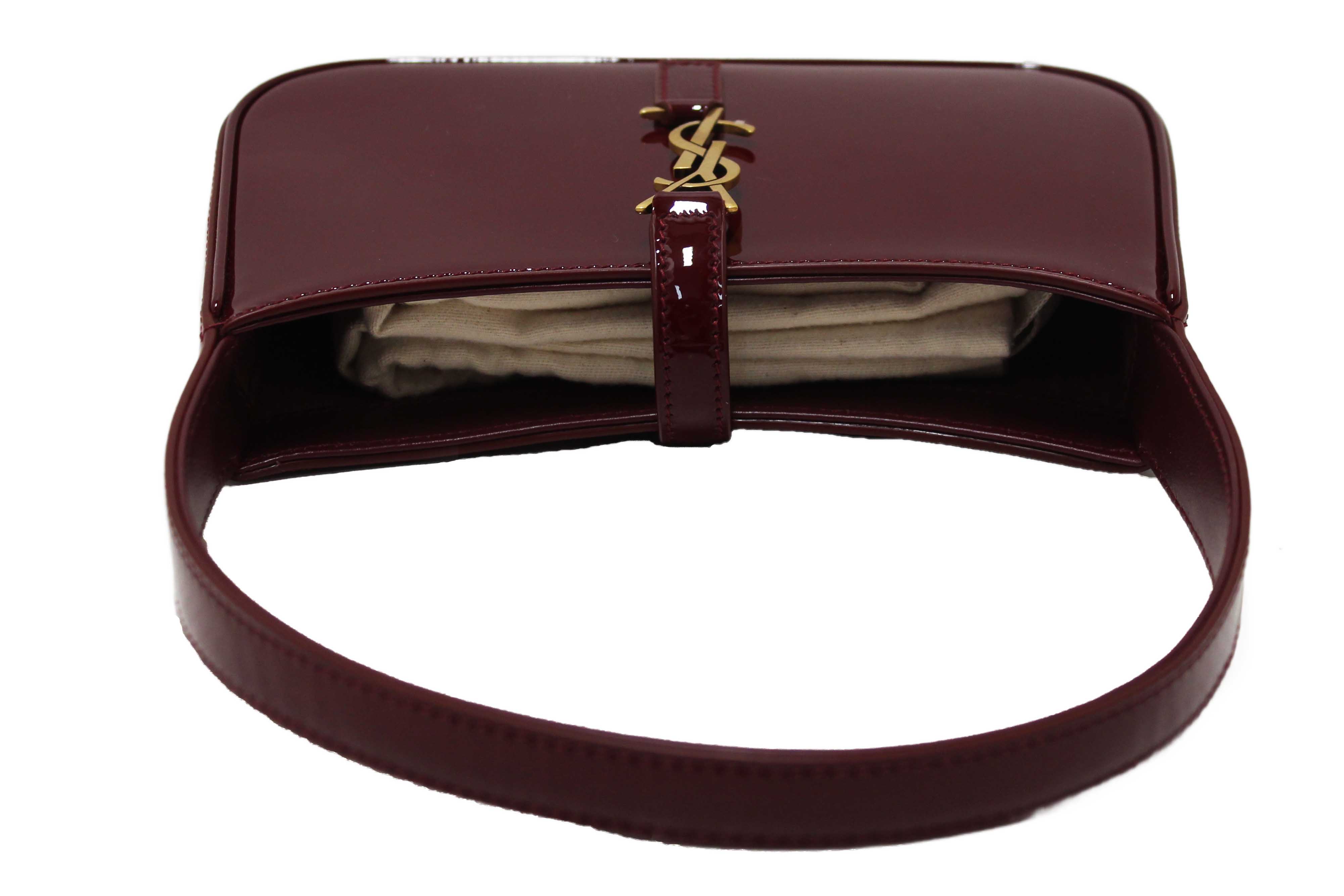 Authentic Yves Saint Laurent Mini LE 5 À 7 Grenade Patent Leather Bag