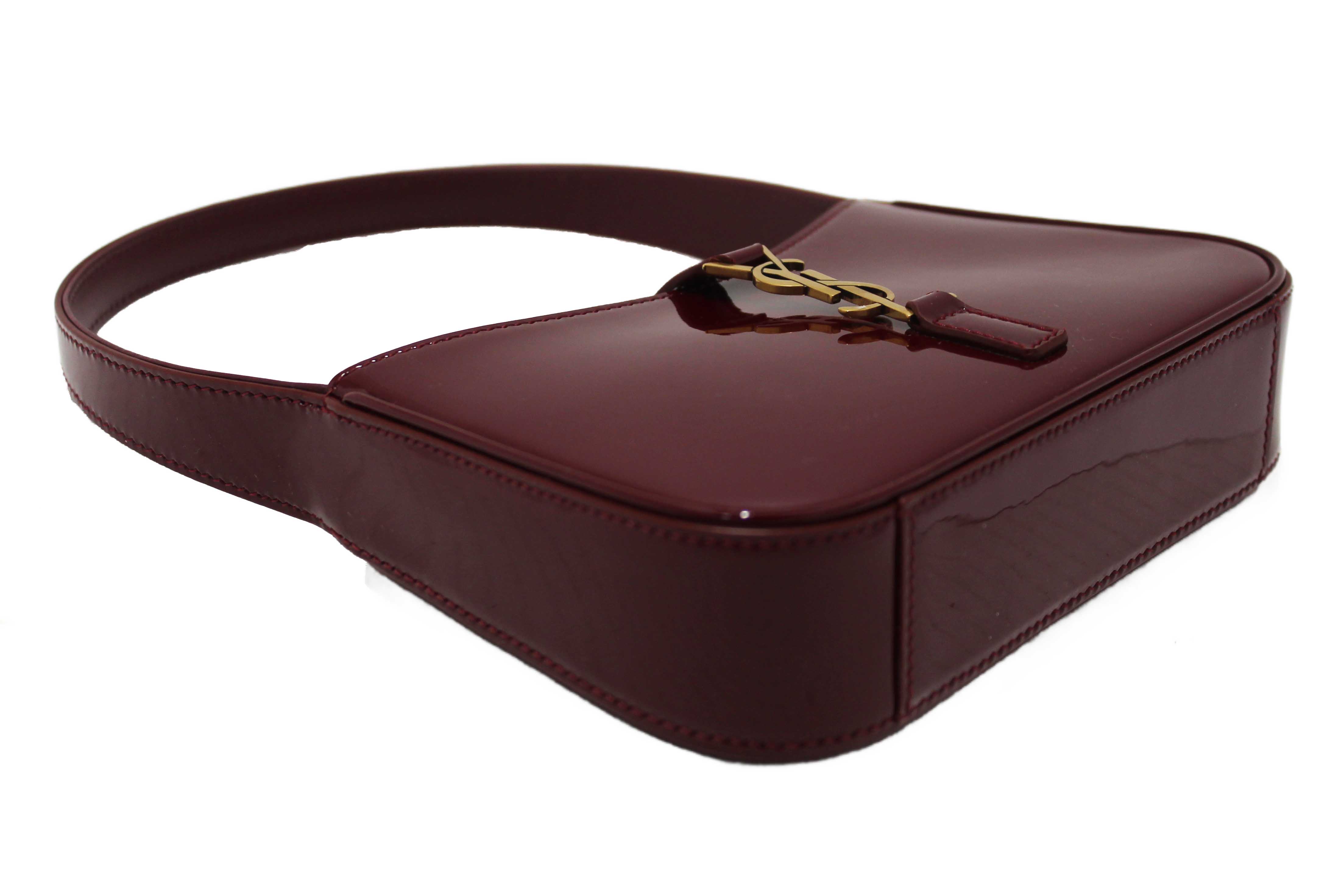 Authentic Yves Saint Laurent Mini LE 5 À 7 Grenade Patent Leather Bag