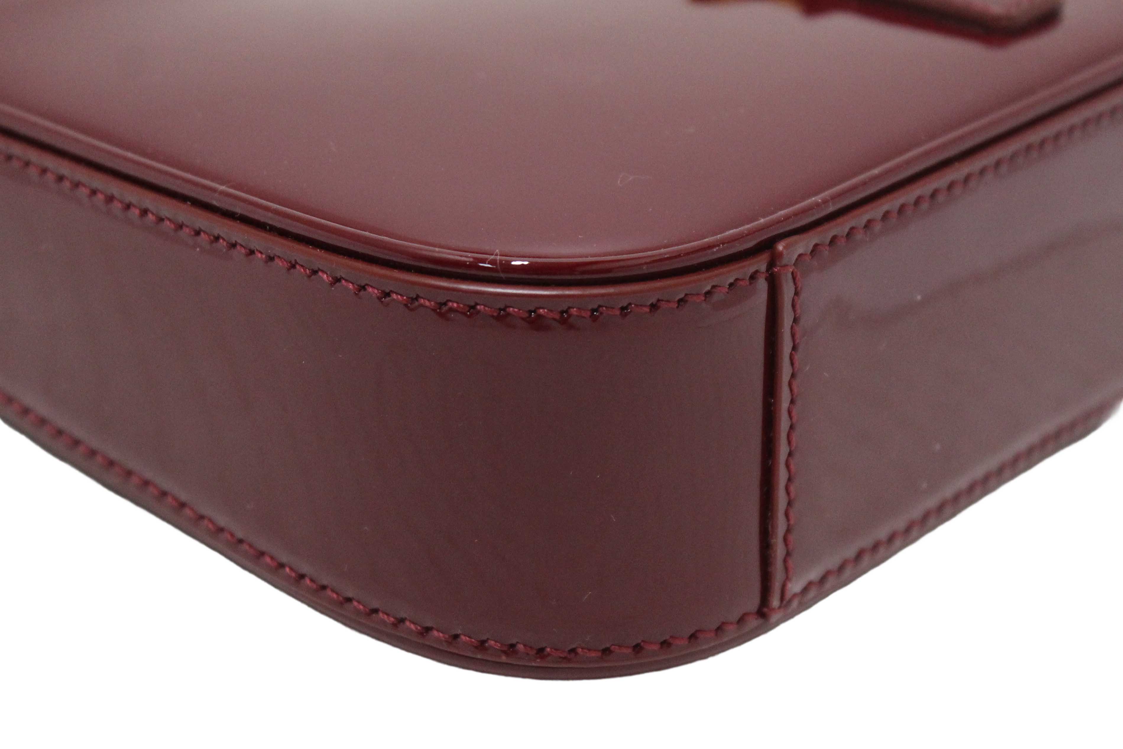 Authentic Yves Saint Laurent Mini LE 5 À 7 Grenade Patent Leather Bag