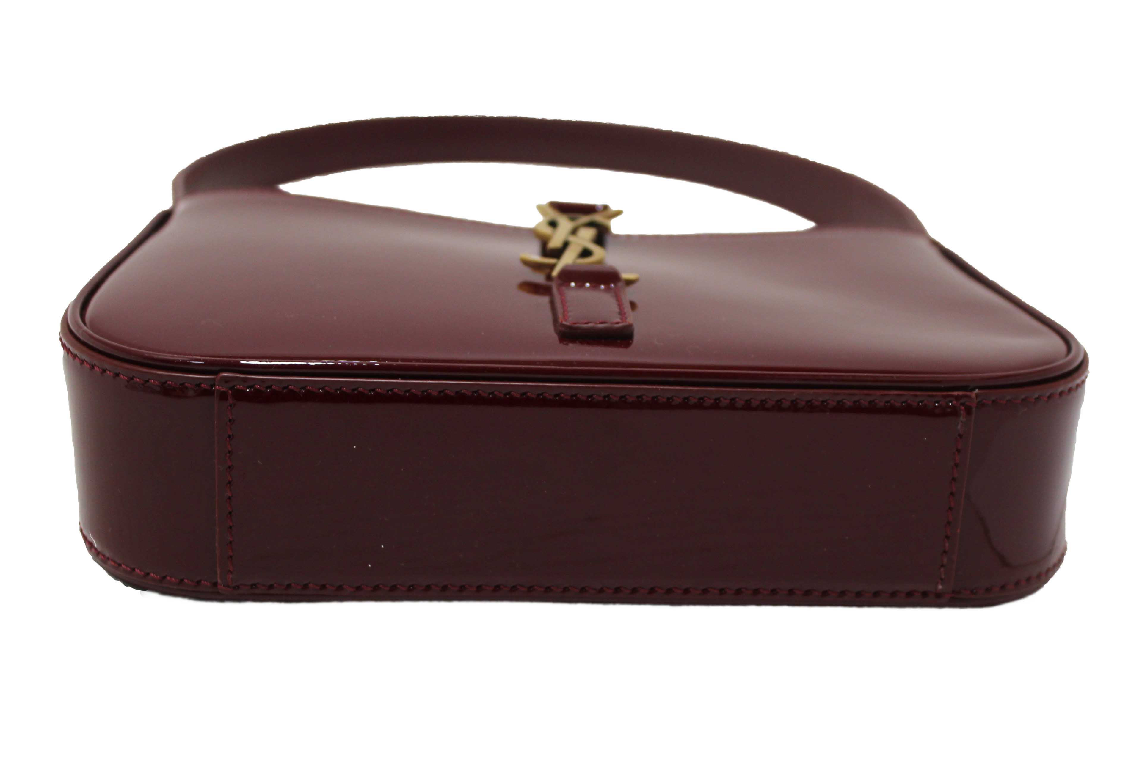 Authentic Yves Saint Laurent Mini LE 5 À 7 Grenade Patent Leather Bag