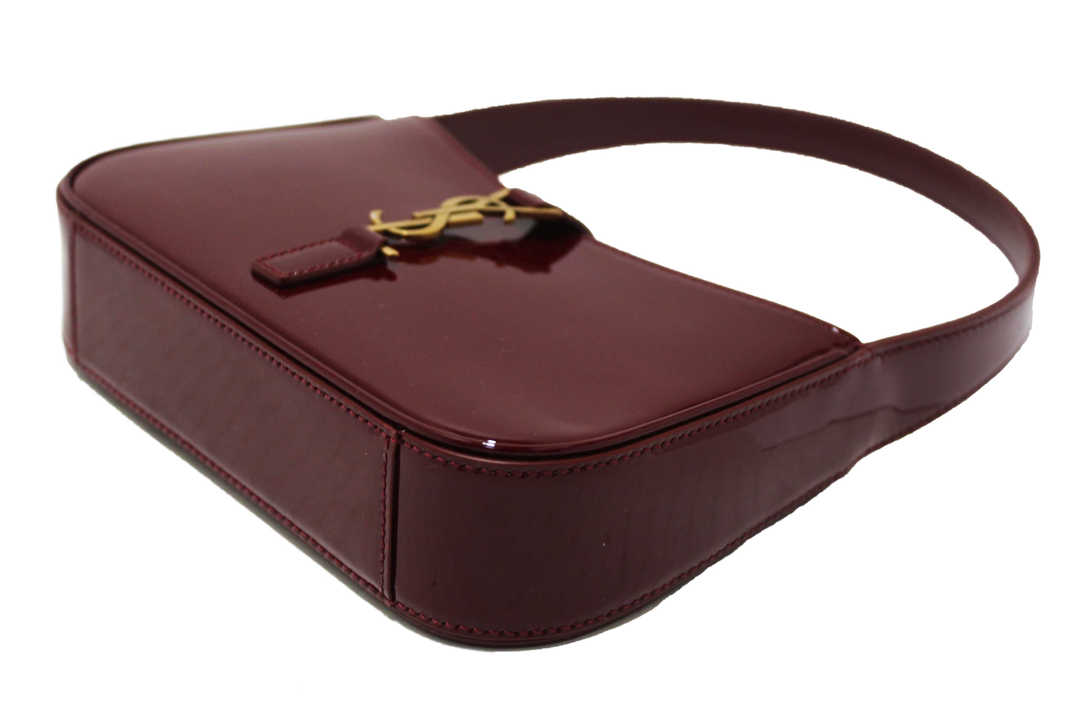 Authentic Yves Saint Laurent Mini LE 5 À 7 Grenade Patent Leather Bag