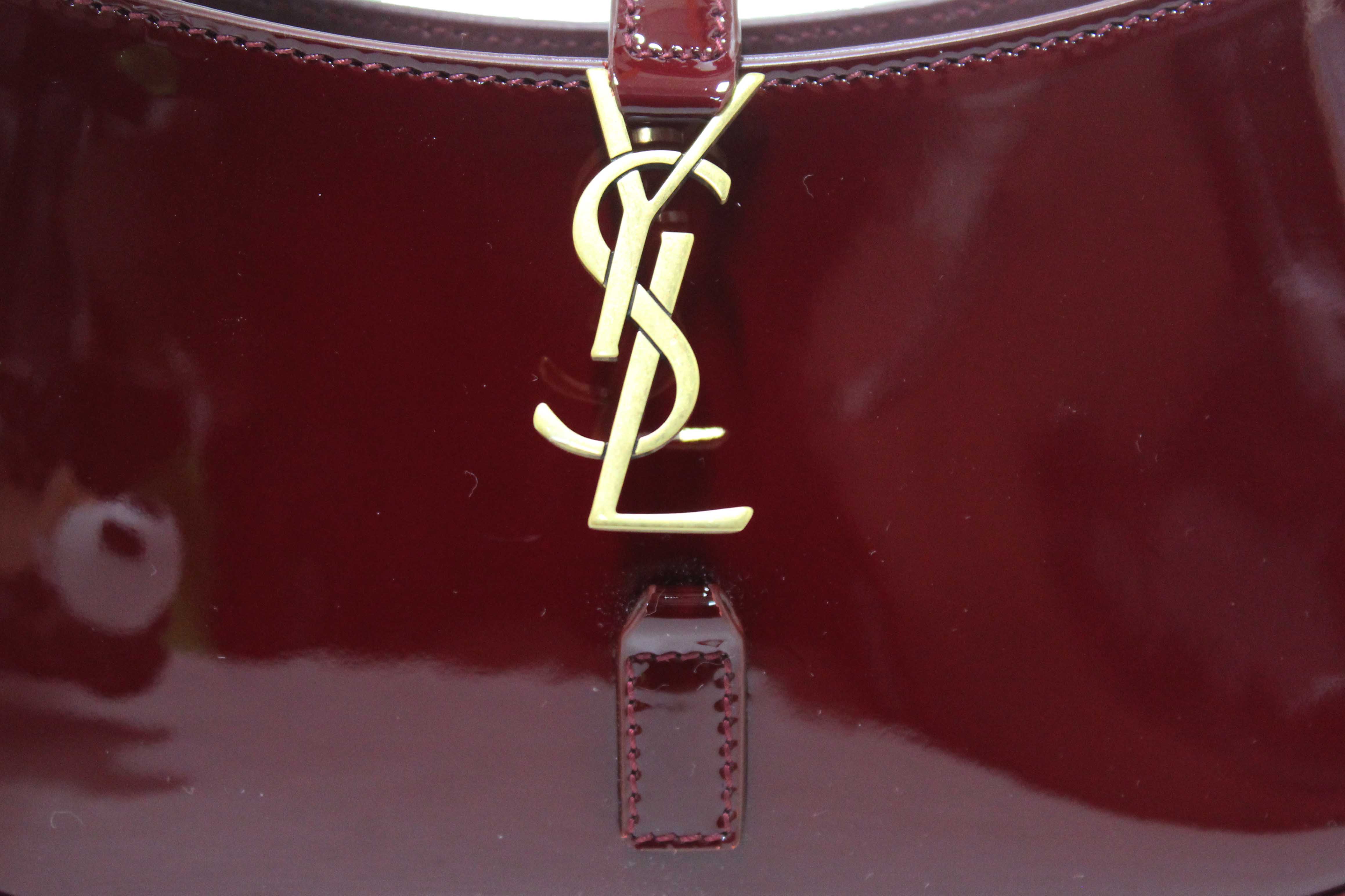 Authentic Yves Saint Laurent Mini LE 5 À 7 Grenade Patent Leather Bag