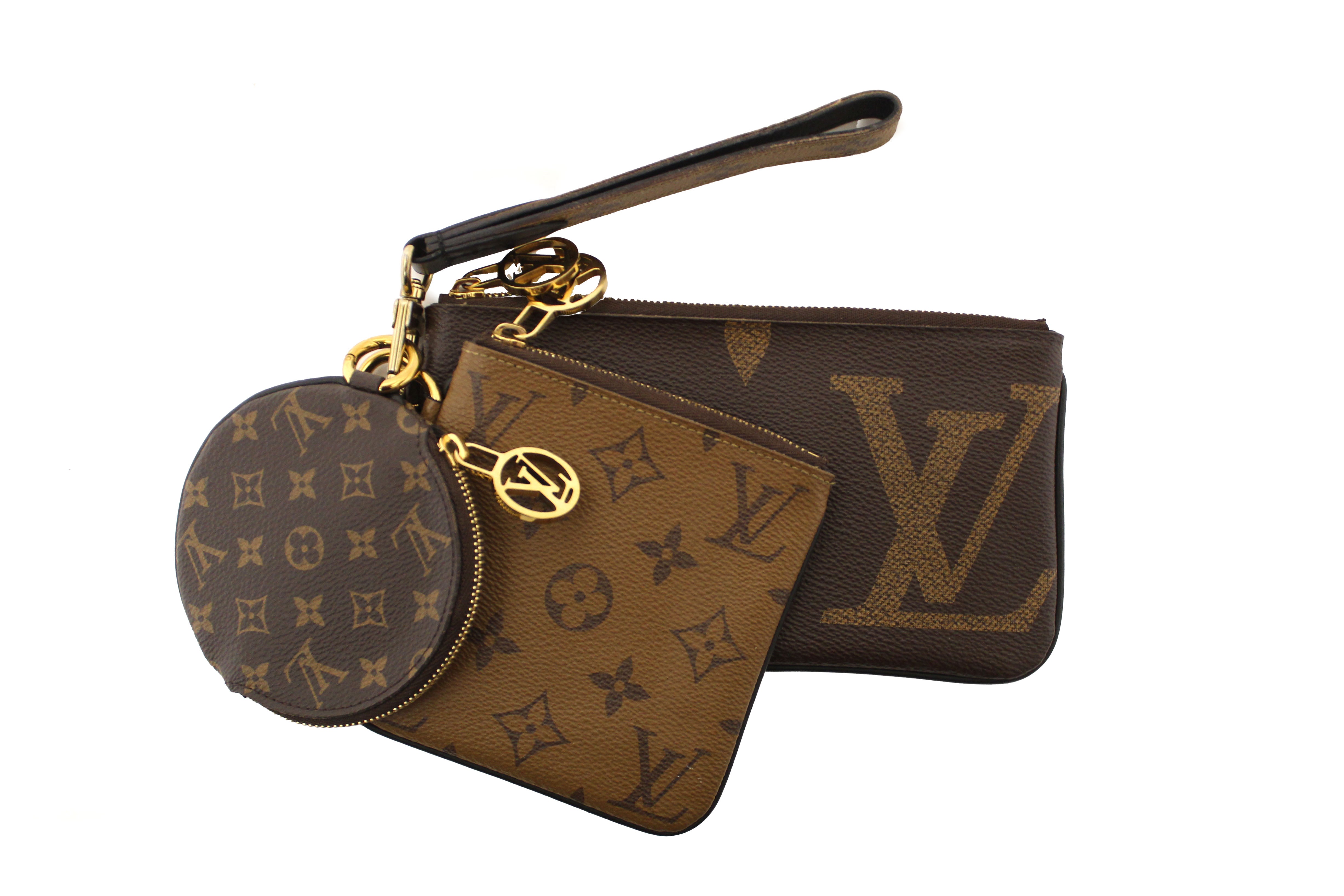 Authentic Louis Vuitton Monogram Giant/Monogram Reverse Canvas Trio Pouch