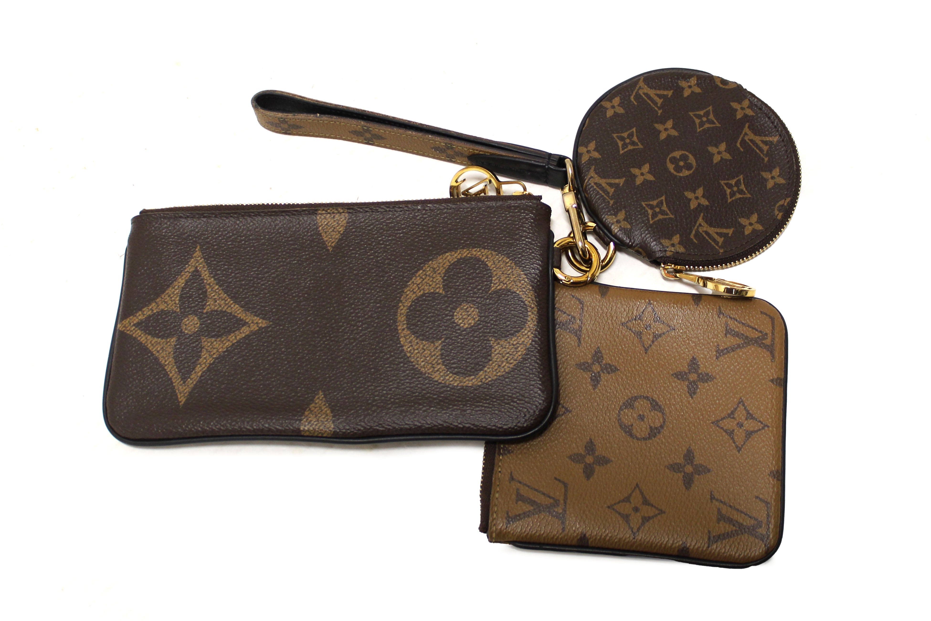 Authentic Louis Vuitton Monogram Giant/Monogram Reverse Canvas Trio Pouch
