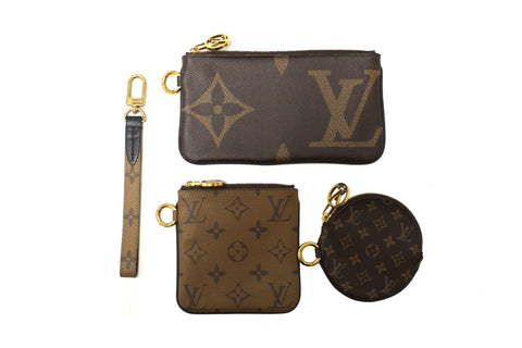 Authentic Louis Vuitton Monogram Giant/Monogram Reverse Canvas Trio Pouch