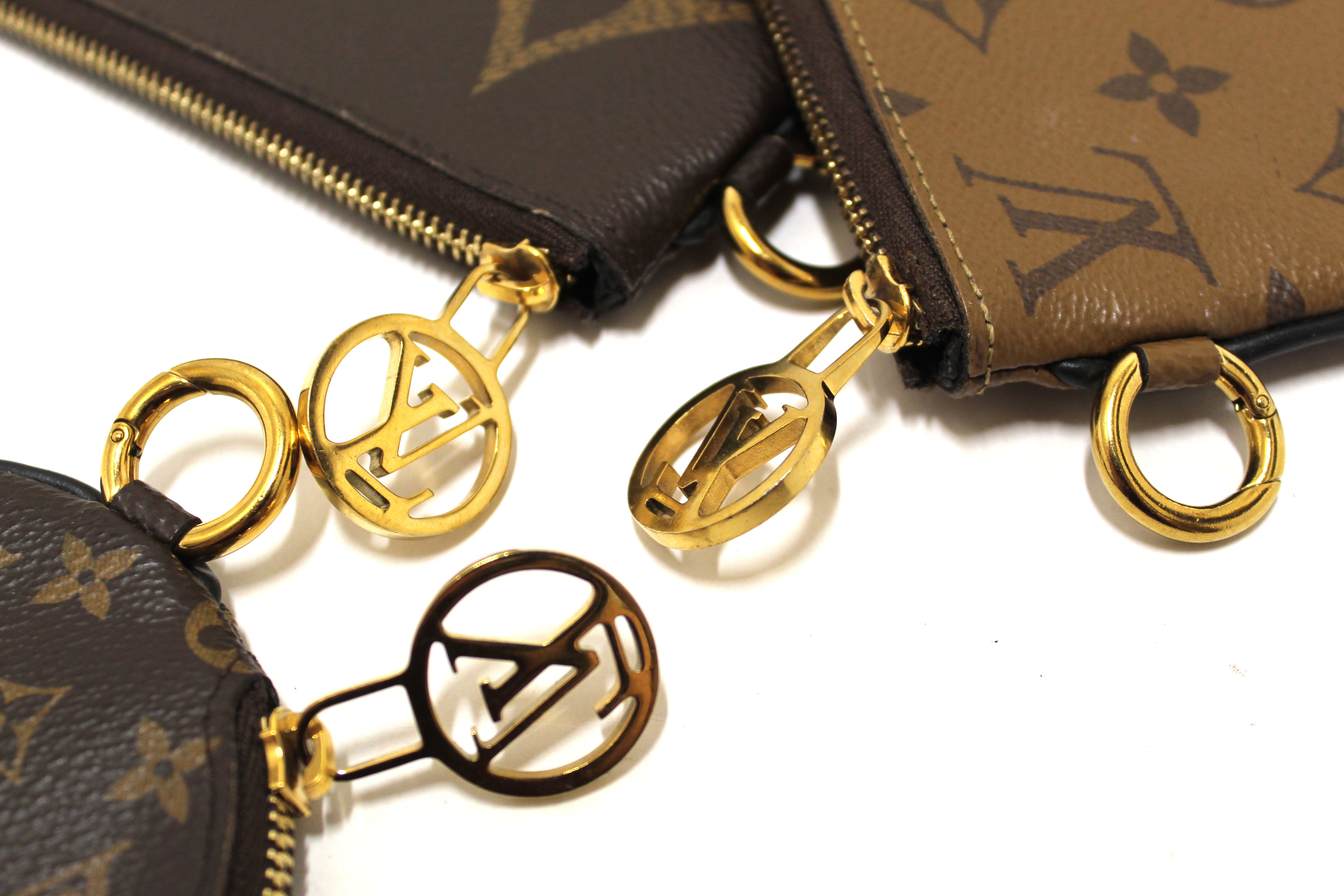 Authentic Louis Vuitton Monogram Giant/Monogram Reverse Canvas Trio Pouch
