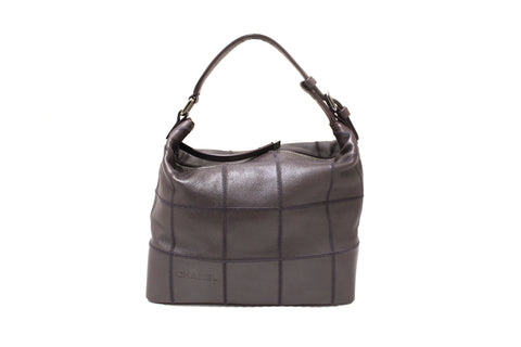 Authentic Chanel Purple Caviar Leather Large Square Stitch Handbag