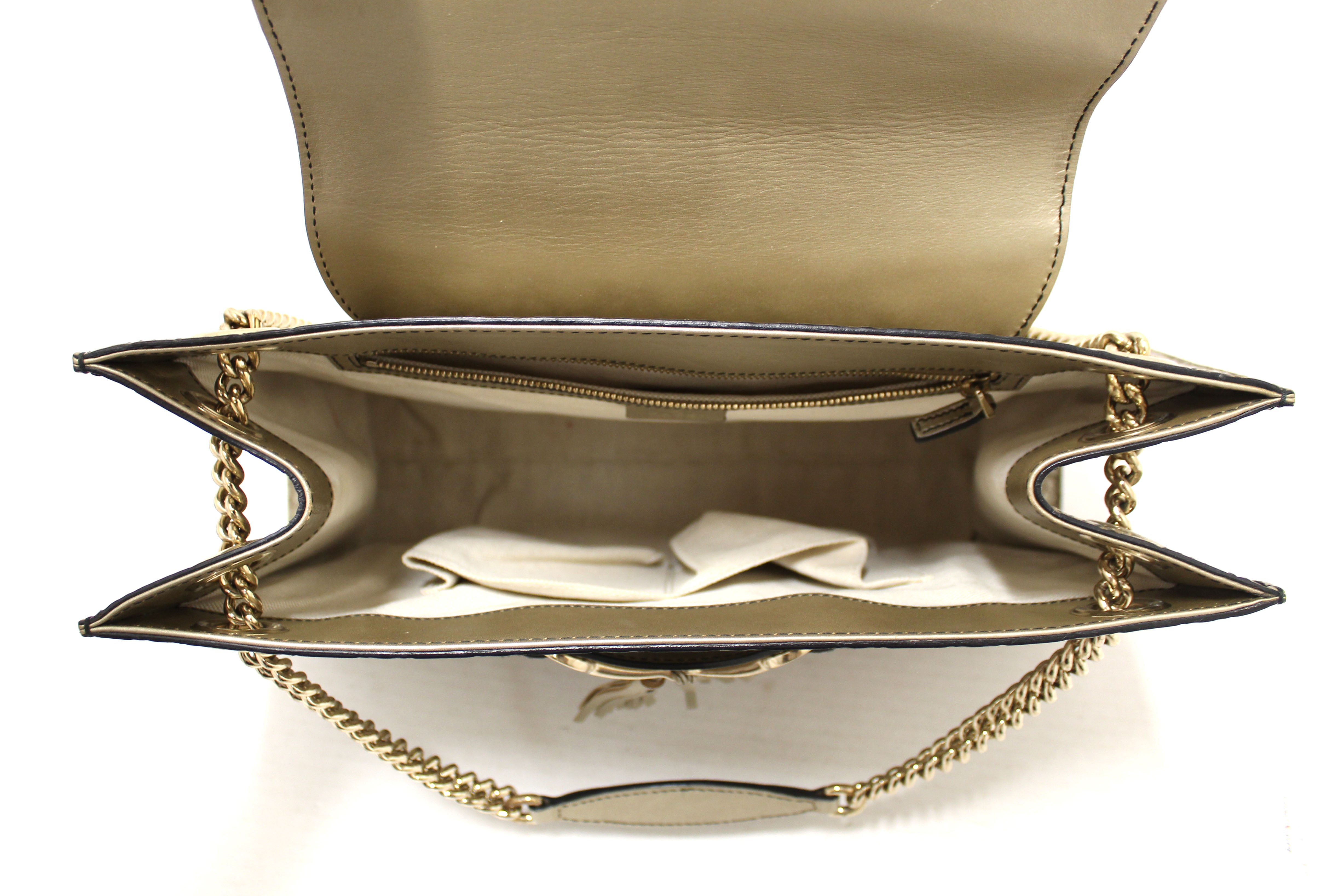 Authentic Gucci Gold Guccissima Leather Emily Large Shoulder Bag