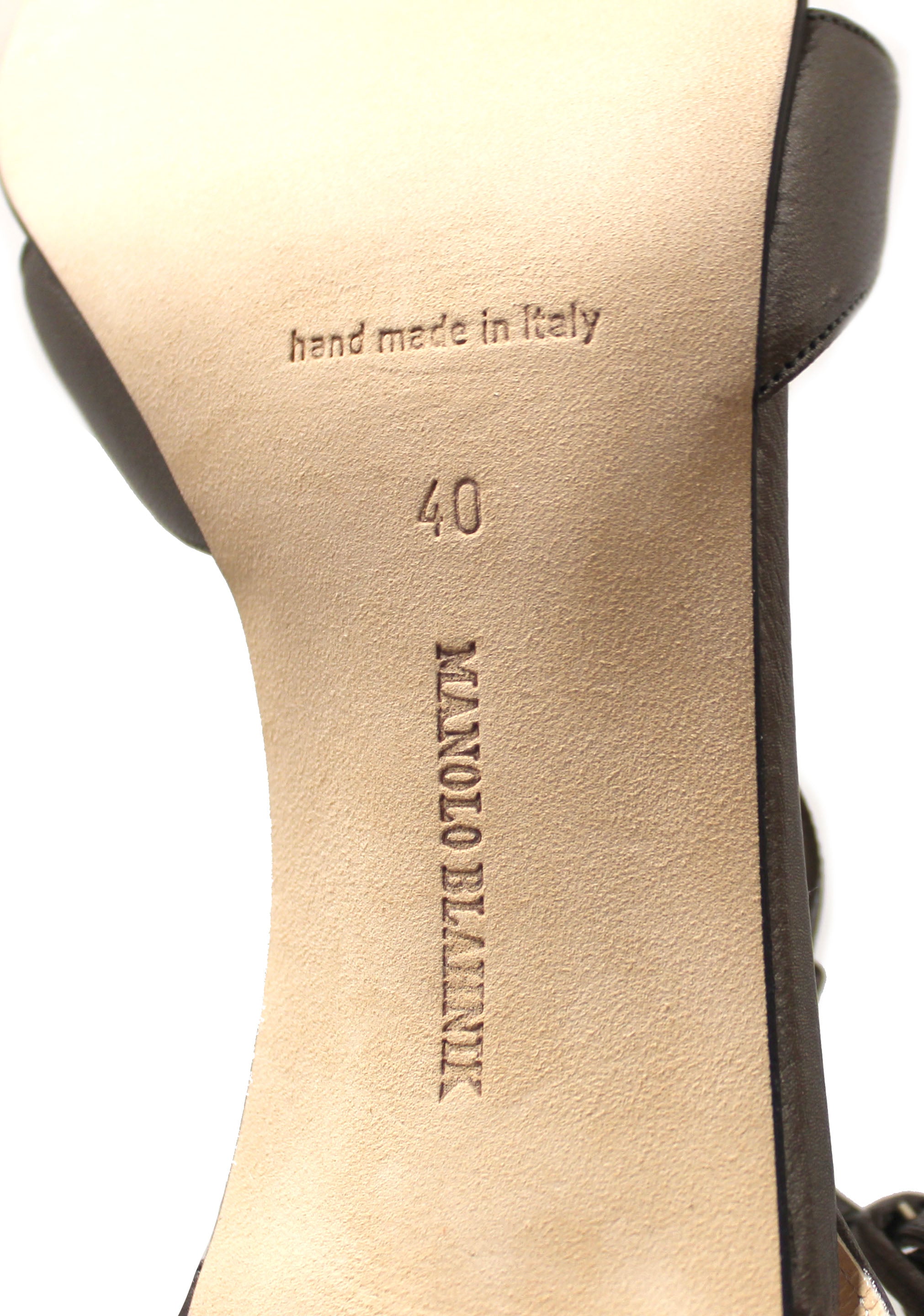 Authentic Manolo Blahnik Silver Leather Antonella Slingback Heels Size 40