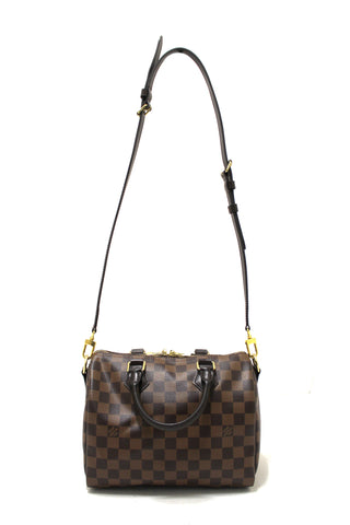 Authentic Louis Vuitton Damier Ebene Speedy 25 Bandouliere Crossbody Bag
