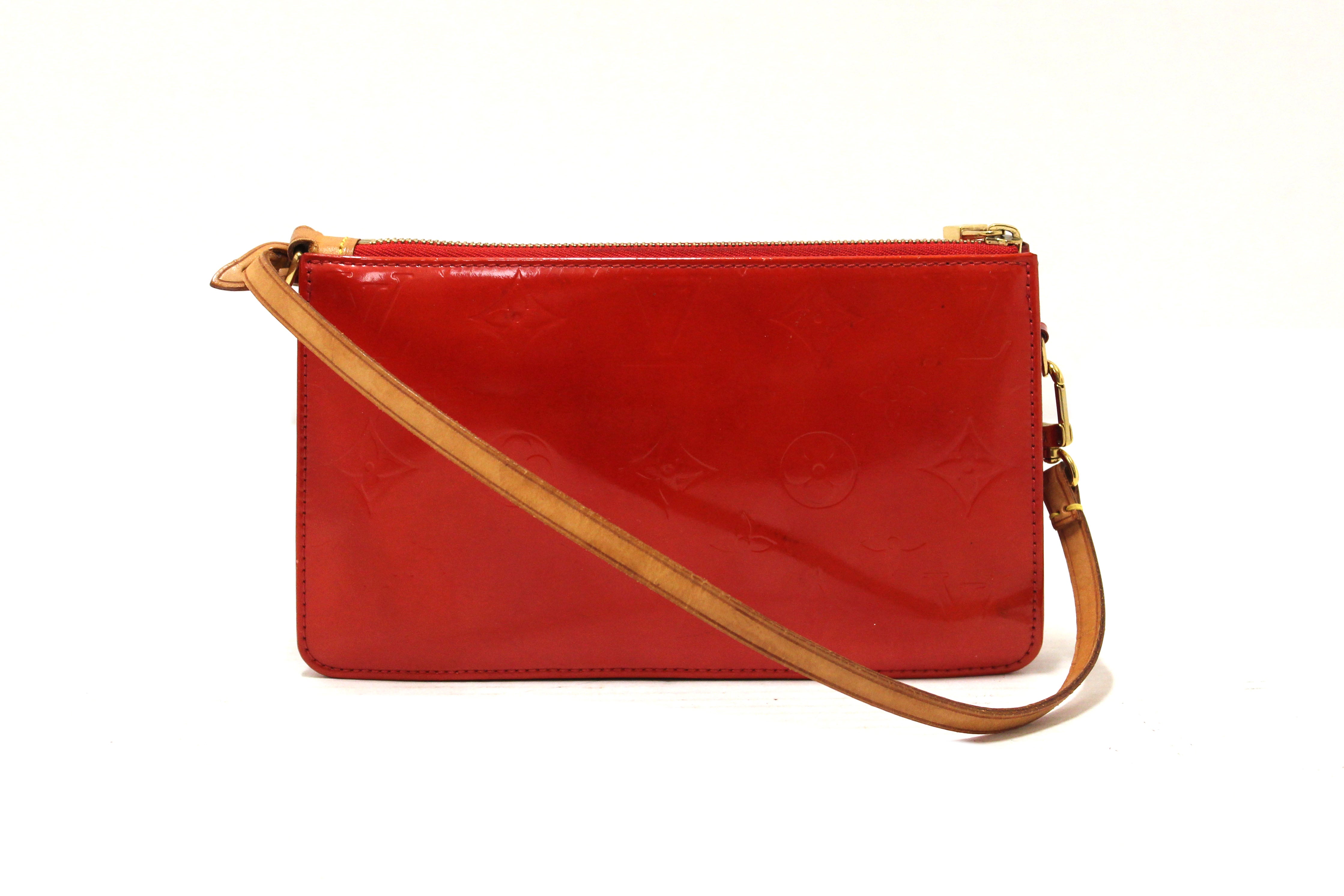 Authentic Louis Vuitton Red Monogram Vernis Leather Lexington Pochette Bag