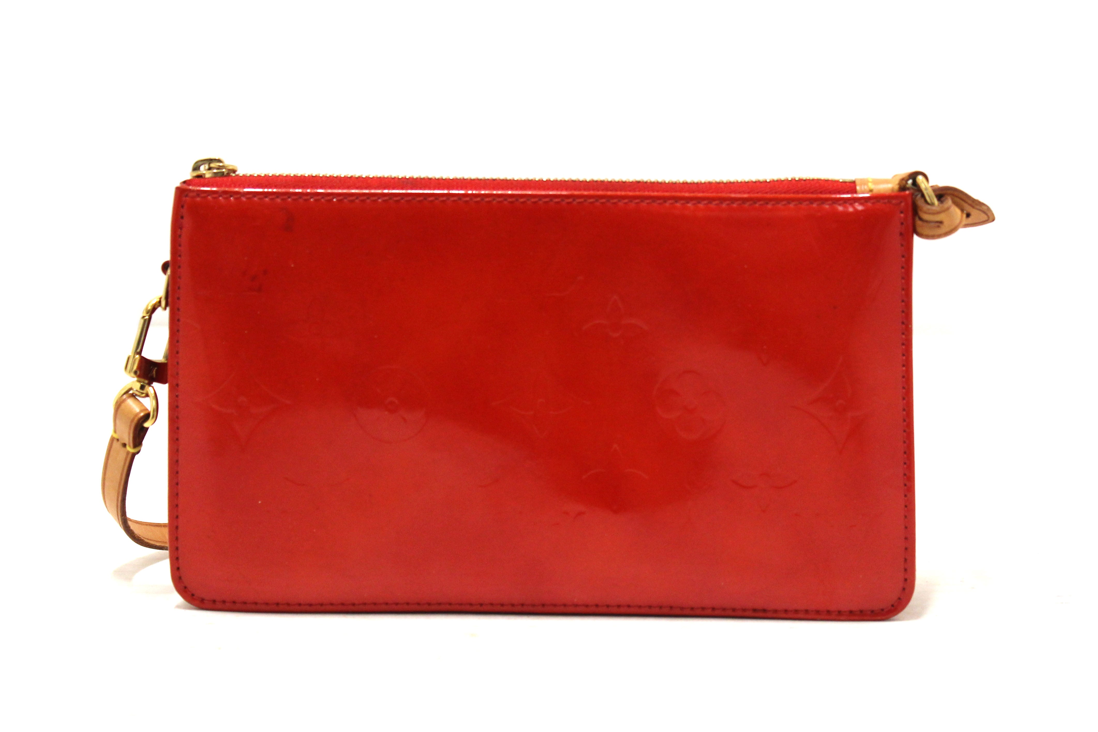 Authentic Louis Vuitton Red Monogram Vernis Leather Lexington Pochette Bag