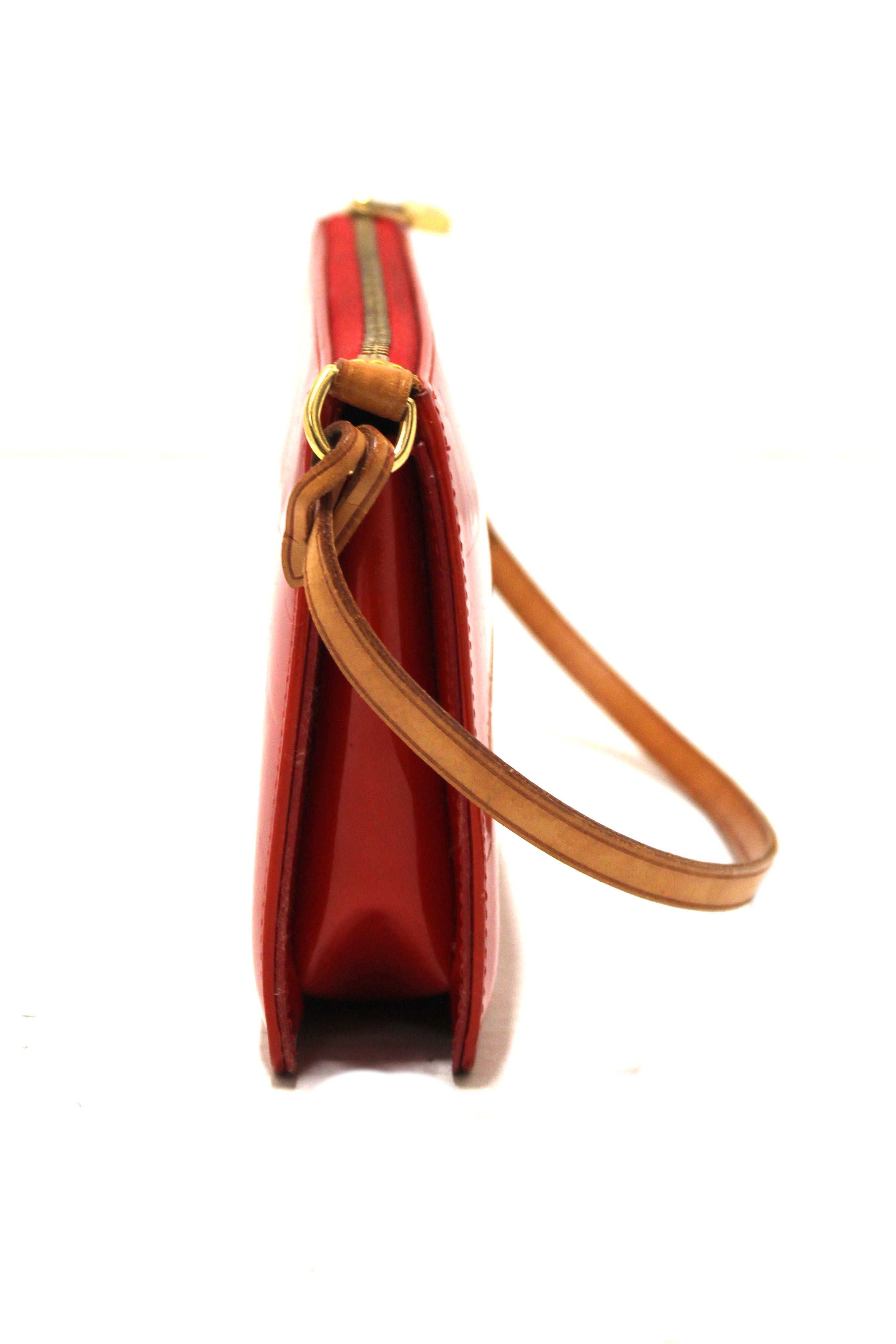 Authentic Louis Vuitton Red Monogram Vernis Leather Lexington Pochette Bag