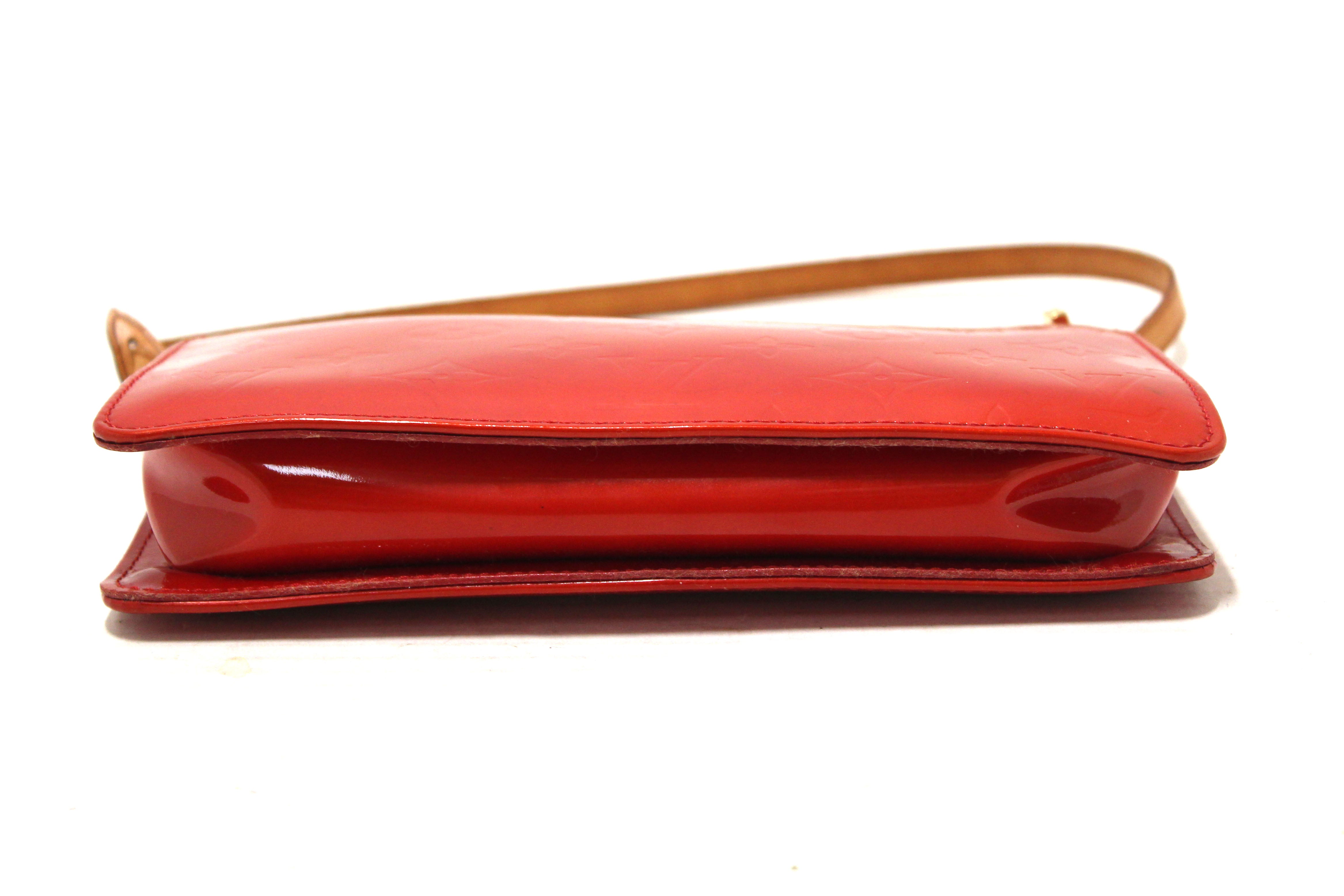 Authentic Louis Vuitton Red Monogram Vernis Leather Lexington Pochette Bag