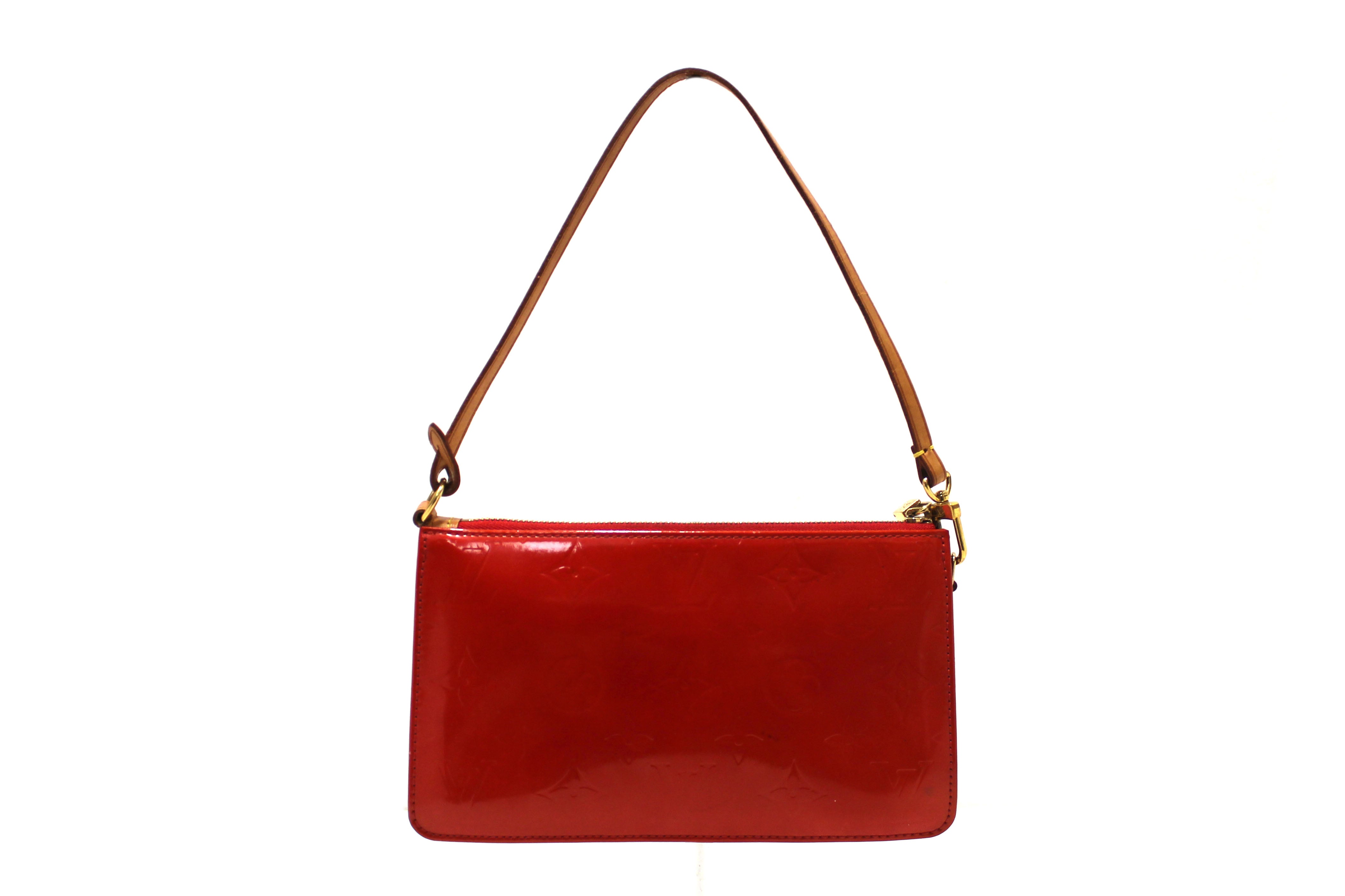 Authentic Louis Vuitton Red Monogram Vernis Leather Lexington Pochette Bag