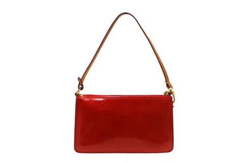 Authentic Louis Vuitton Red Monogram Vernis Leather Lexington Pochette Bag
