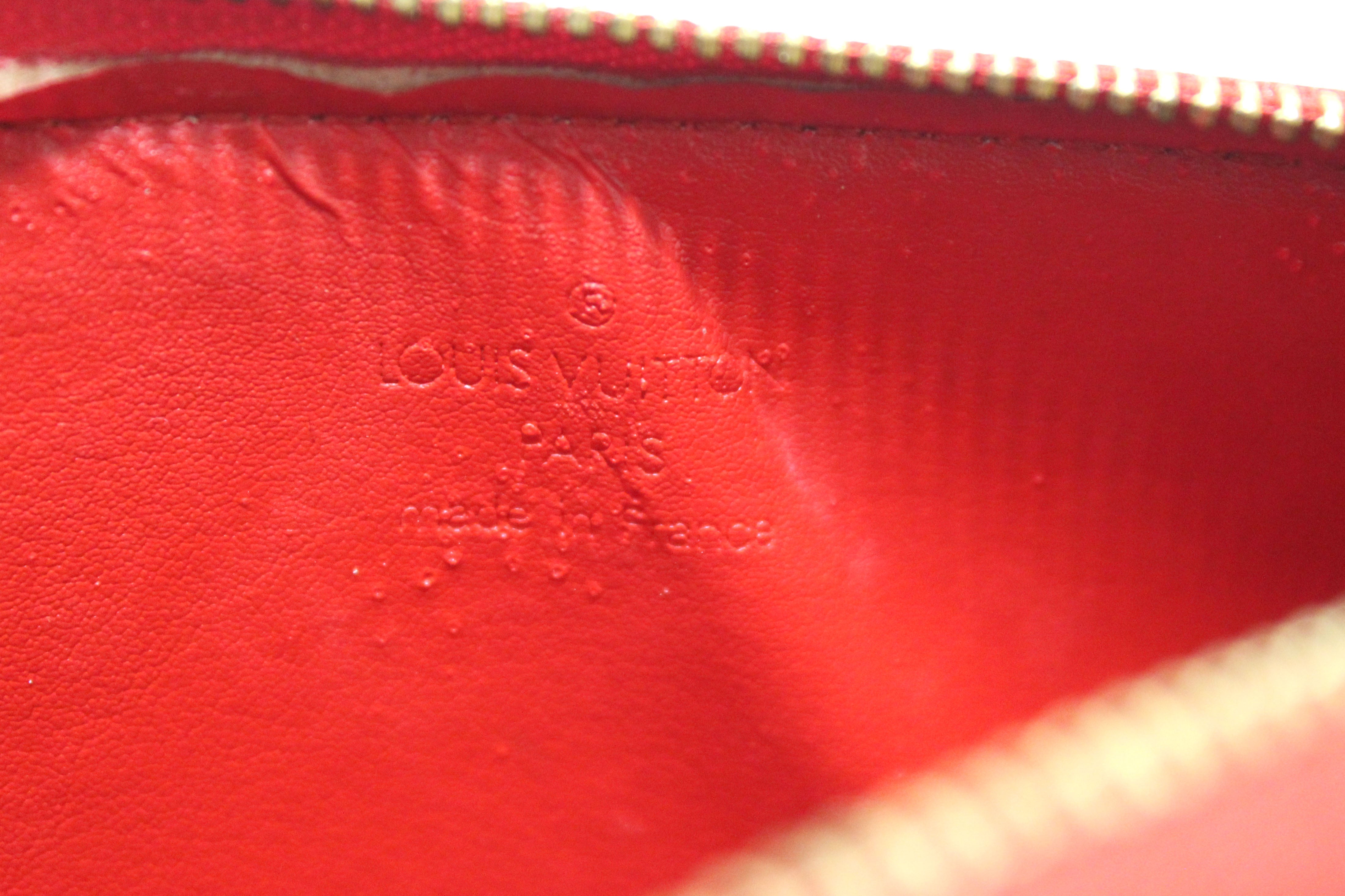 Authentic Louis Vuitton Red Monogram Vernis Leather Lexington Pochette Bag