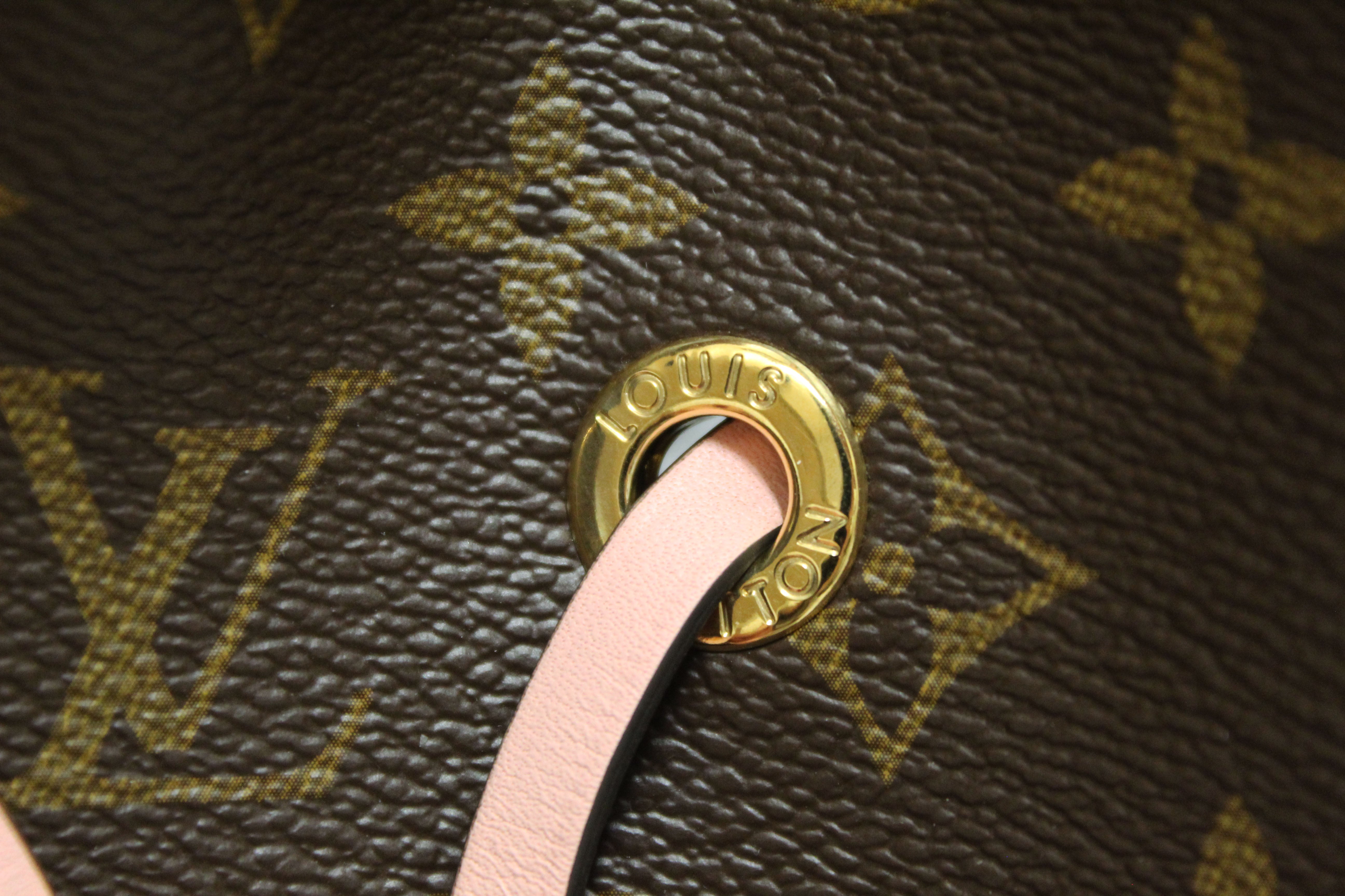 Authentic Louis Vuitton Monogram Canvas Pink NeoNoe Drawstring Bucket Shoulder Bag