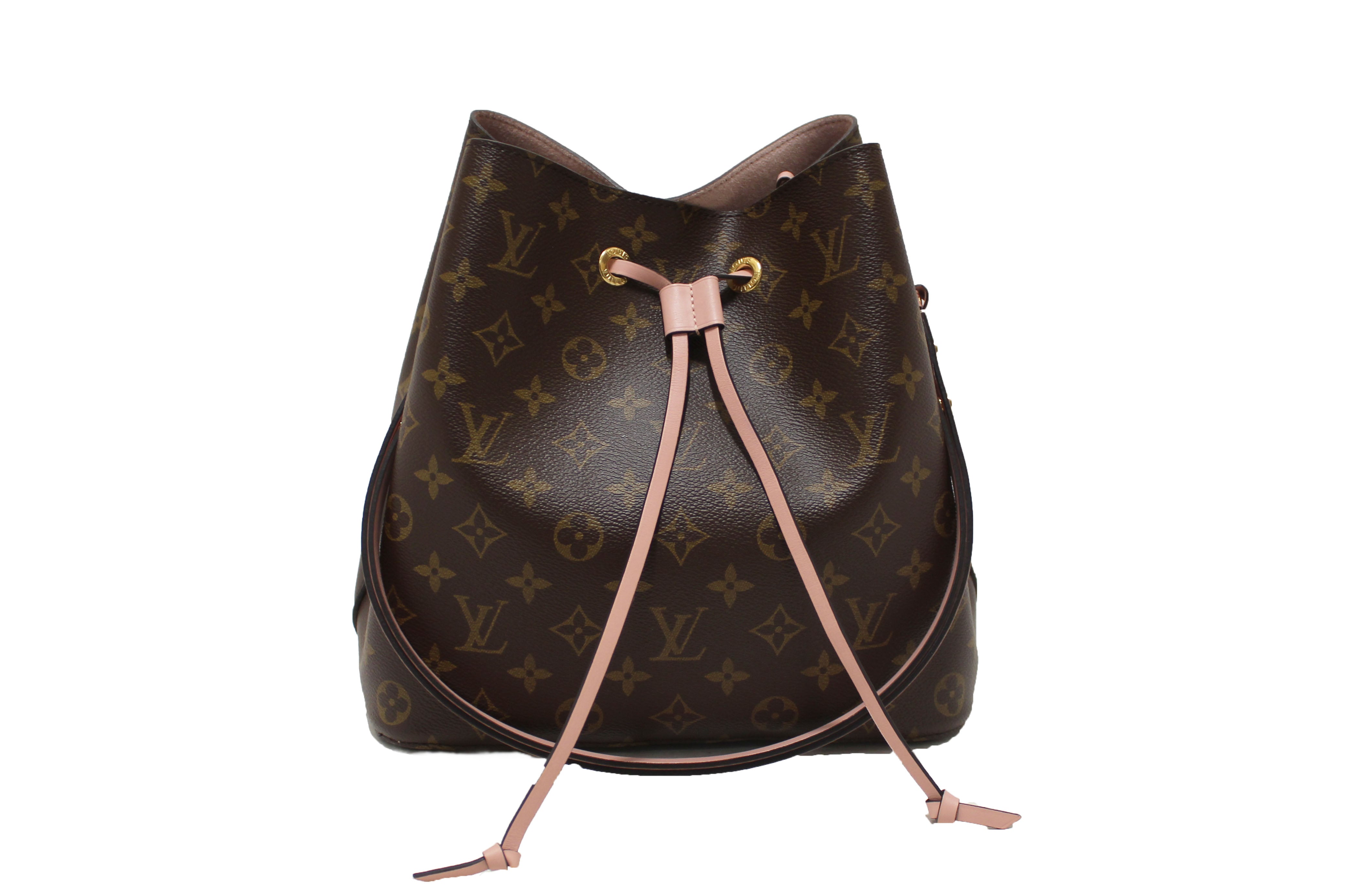 Authentic Louis Vuitton Monogram Canvas Pink NeoNoe Drawstring Bucket Shoulder Bag