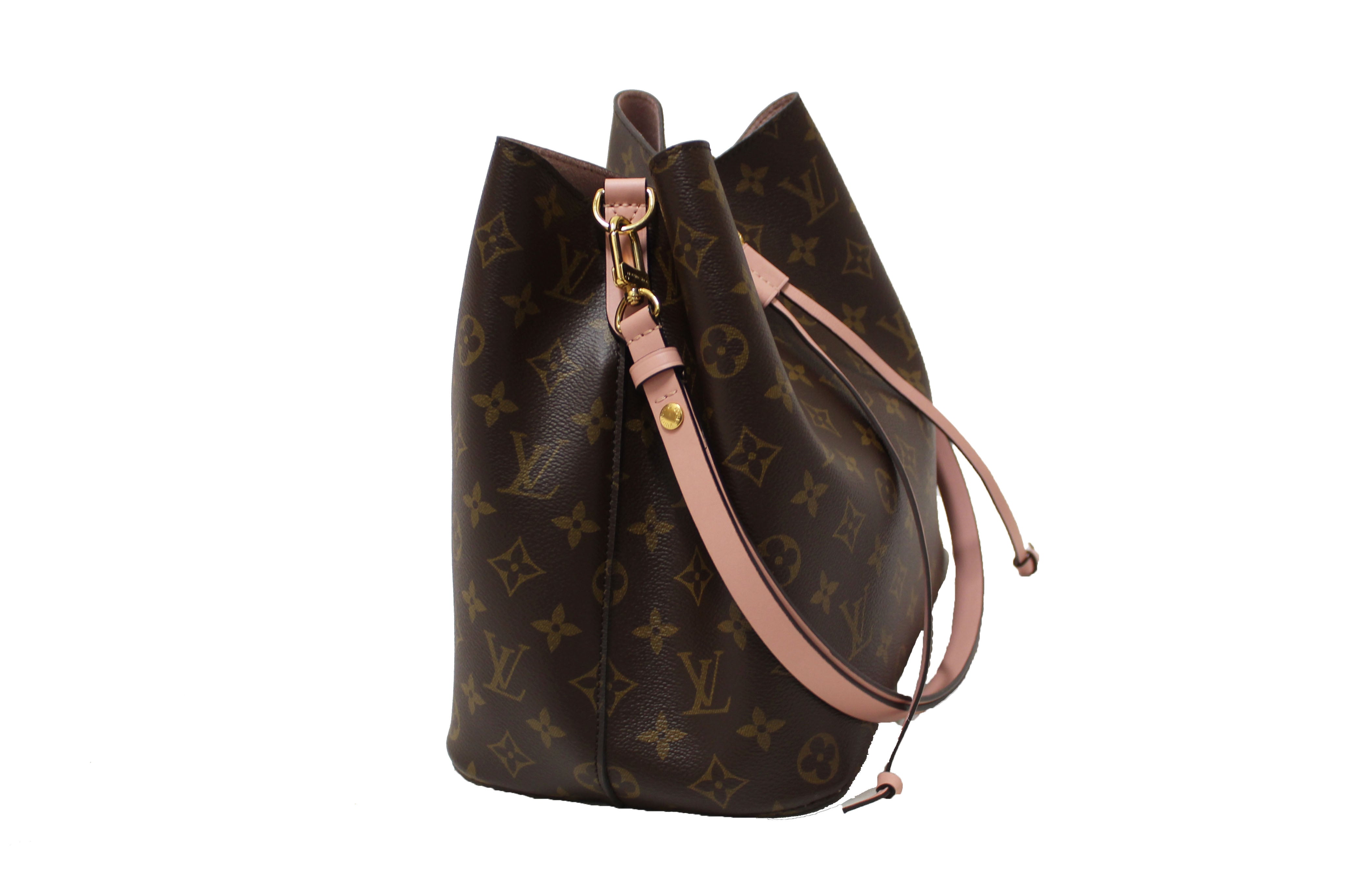 Authentic Louis Vuitton Monogram Canvas Pink NeoNoe Drawstring Bucket Shoulder Bag