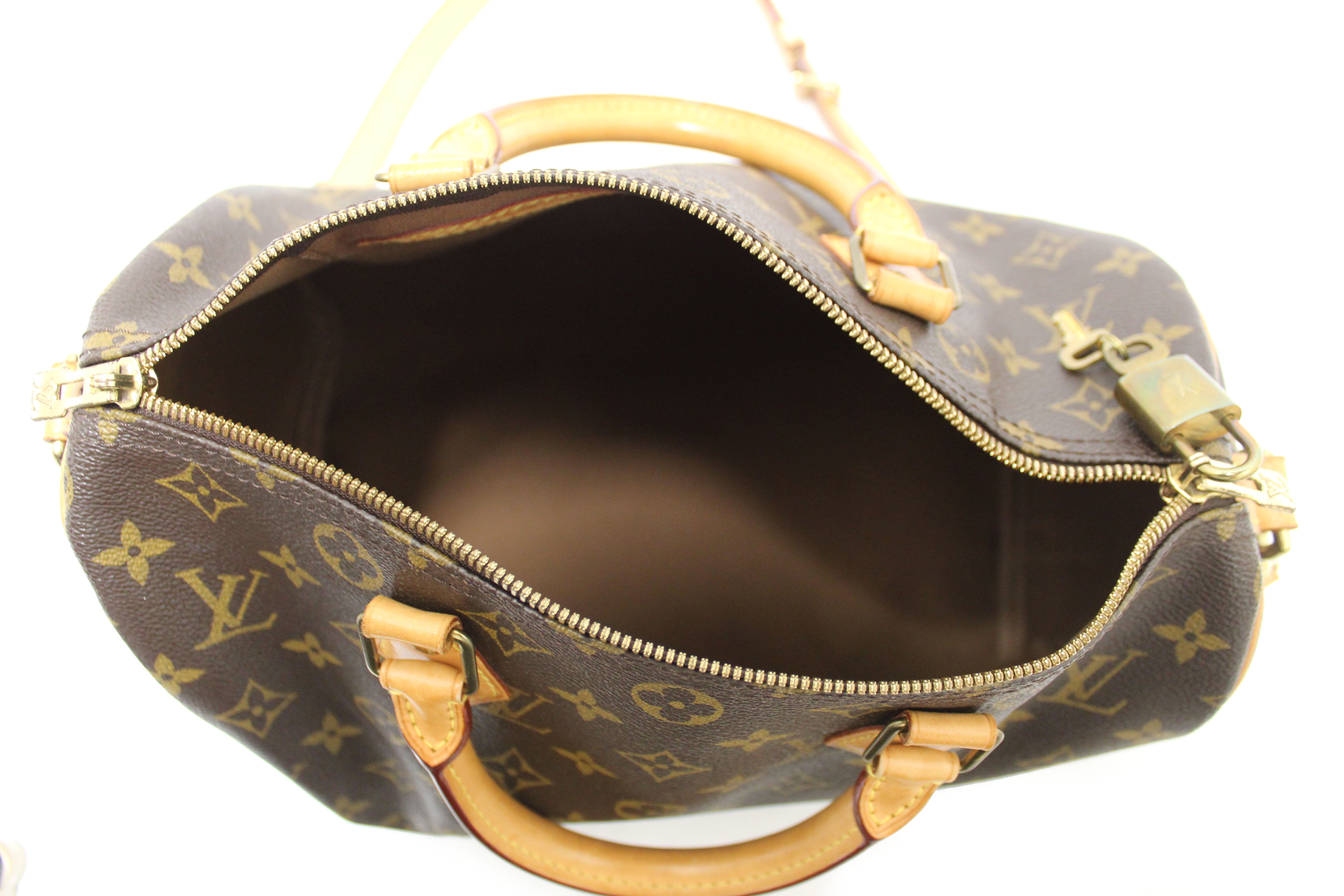 Authentic Louis Vuitton Classic Monogram Speedy 30 Bandouliere Bag