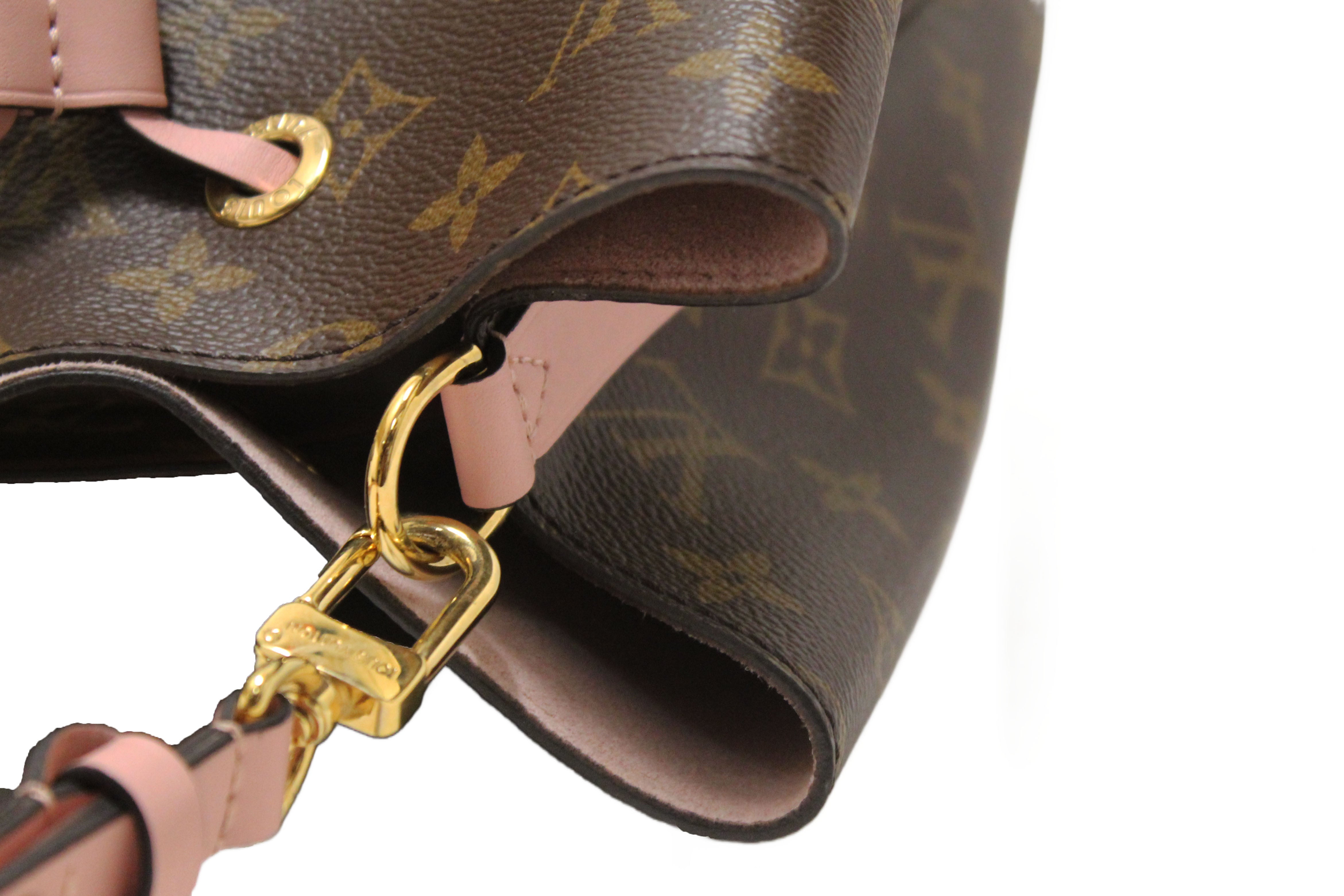 Authentic Louis Vuitton Monogram Canvas Pink NeoNoe Drawstring Bucket Shoulder Bag