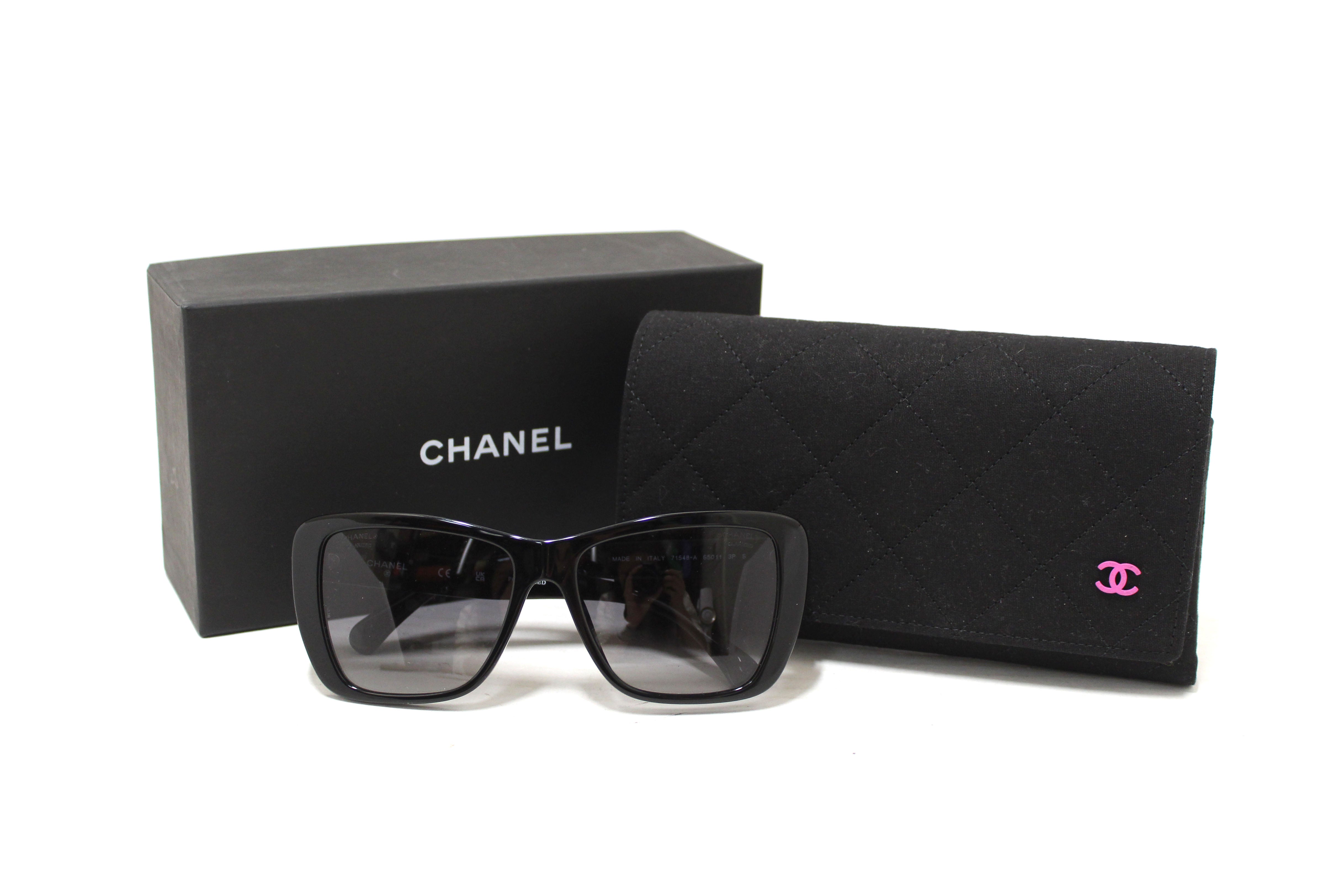 Authentic Chanel Black Polarized Butterfly Sunglasses 71548A