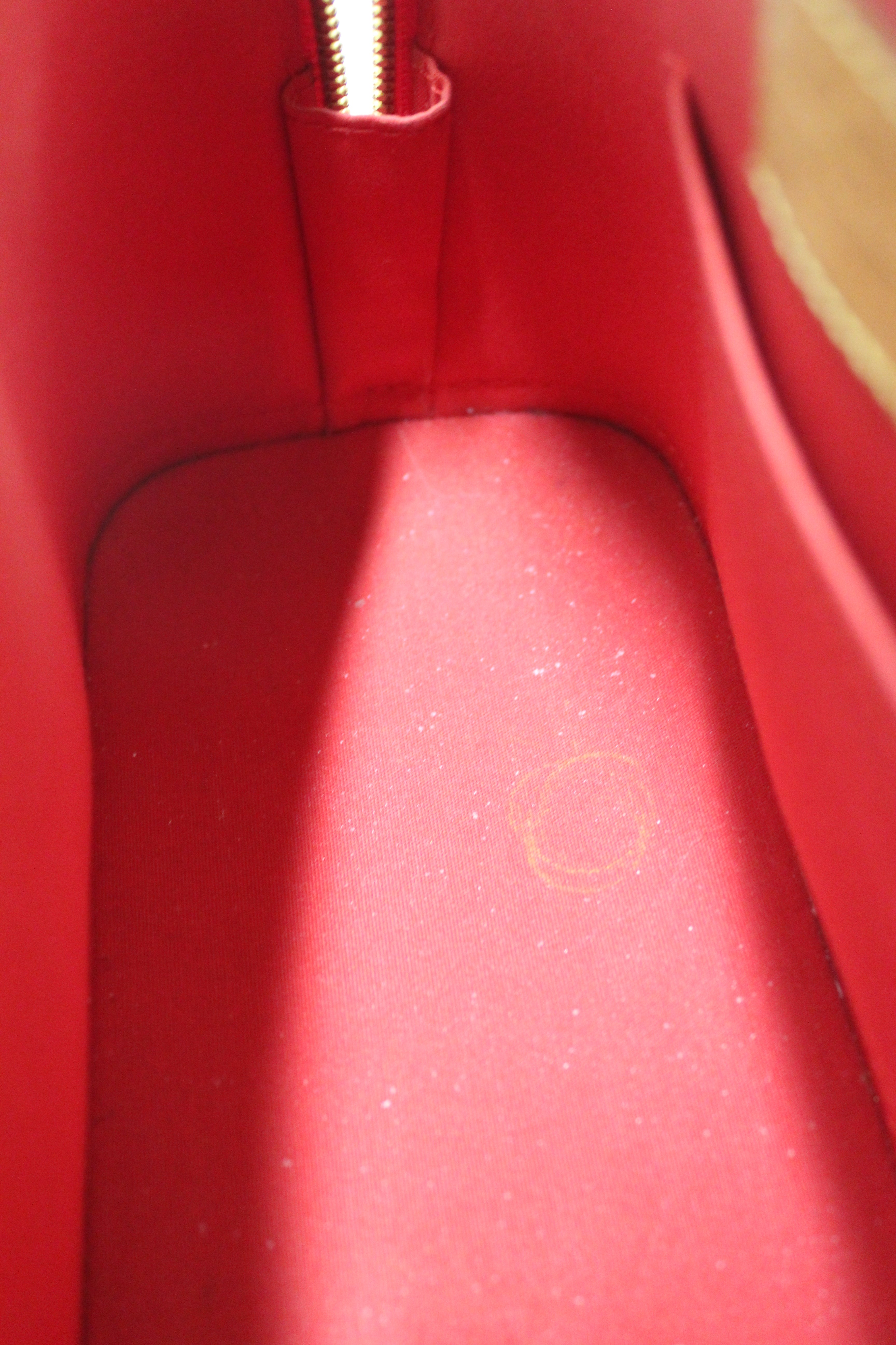 Authentic Louis Vuitton Red Vernis Leather Alma BB Hand/Crossbody Bag