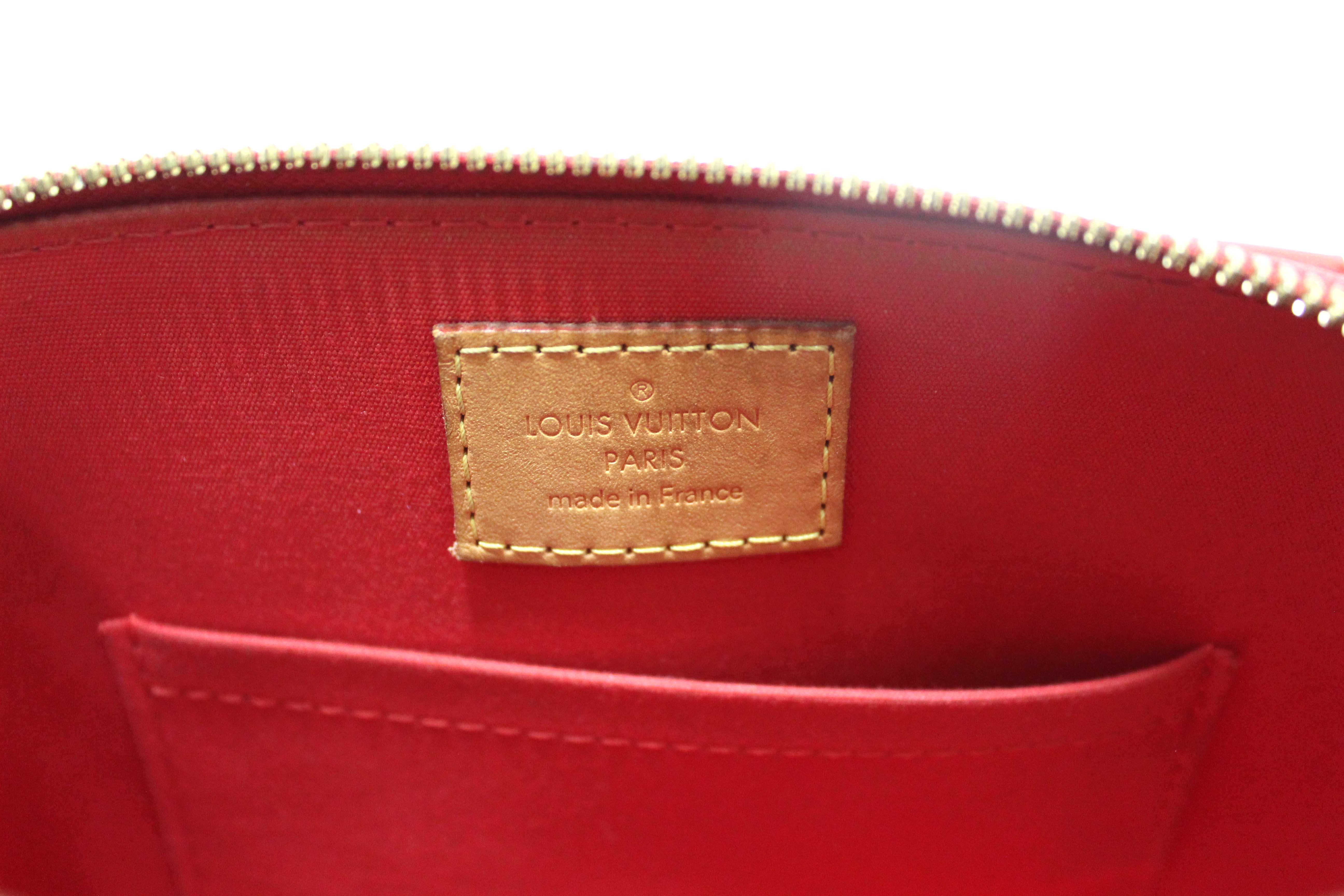 Authentic Louis Vuitton Red Vernis Leather Alma BB Hand/Crossbody Bag
