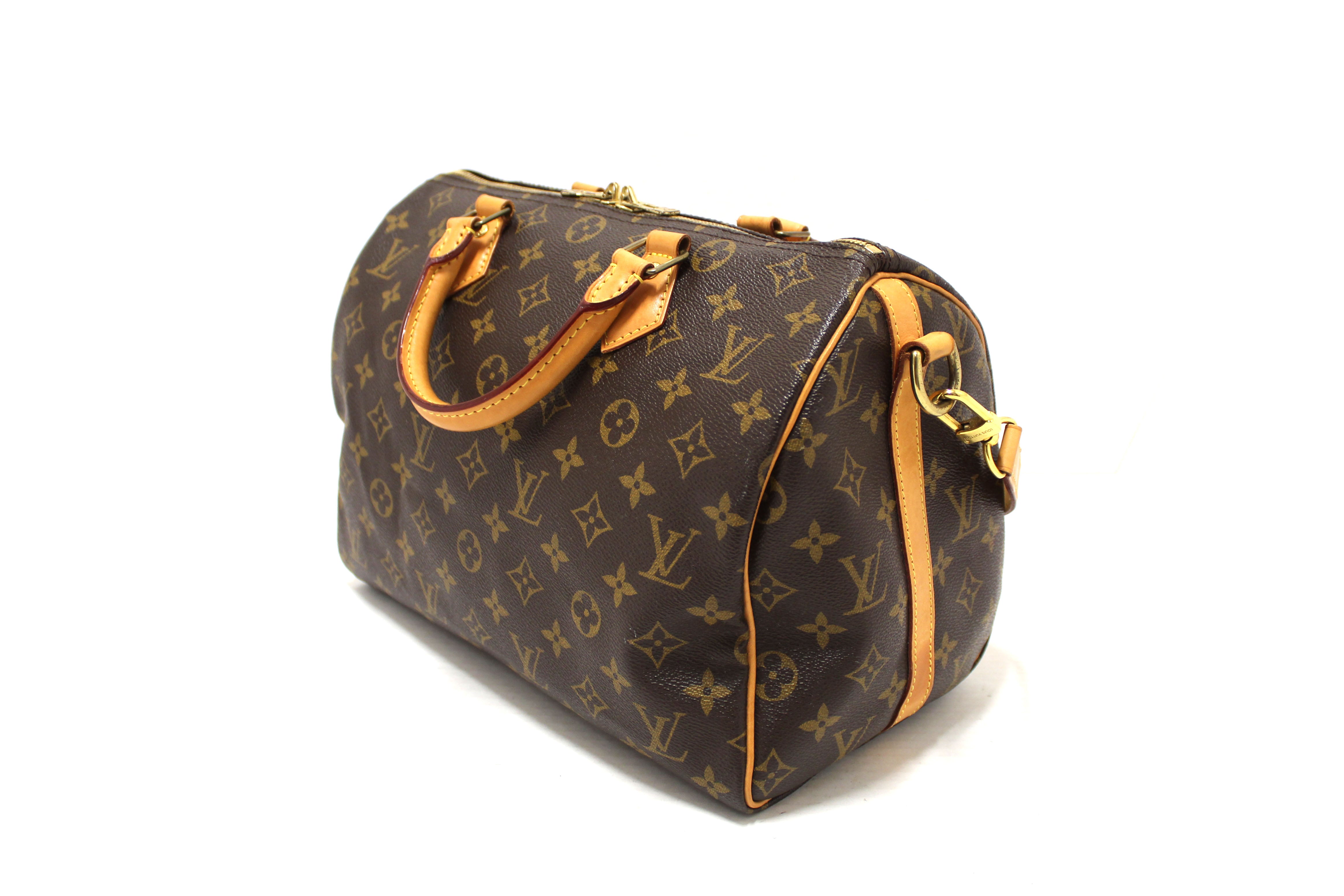 Authentic Louis Vuitton Classic Monogram Speedy 30 Bandouliere Bag